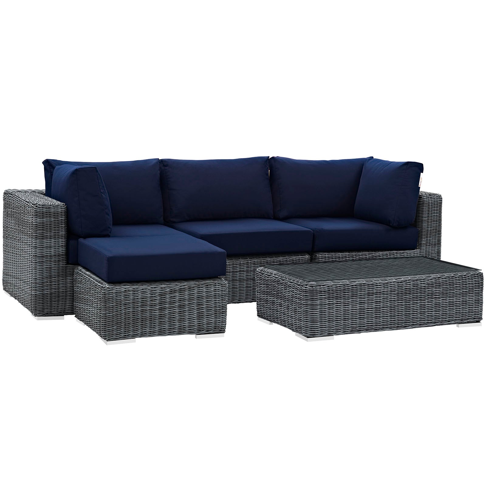 Summon 5 Piece Outdoor Patio Sunbrella® Sectional Set-Outdoor Sectional-Modway-Wall2Wall Furnishings