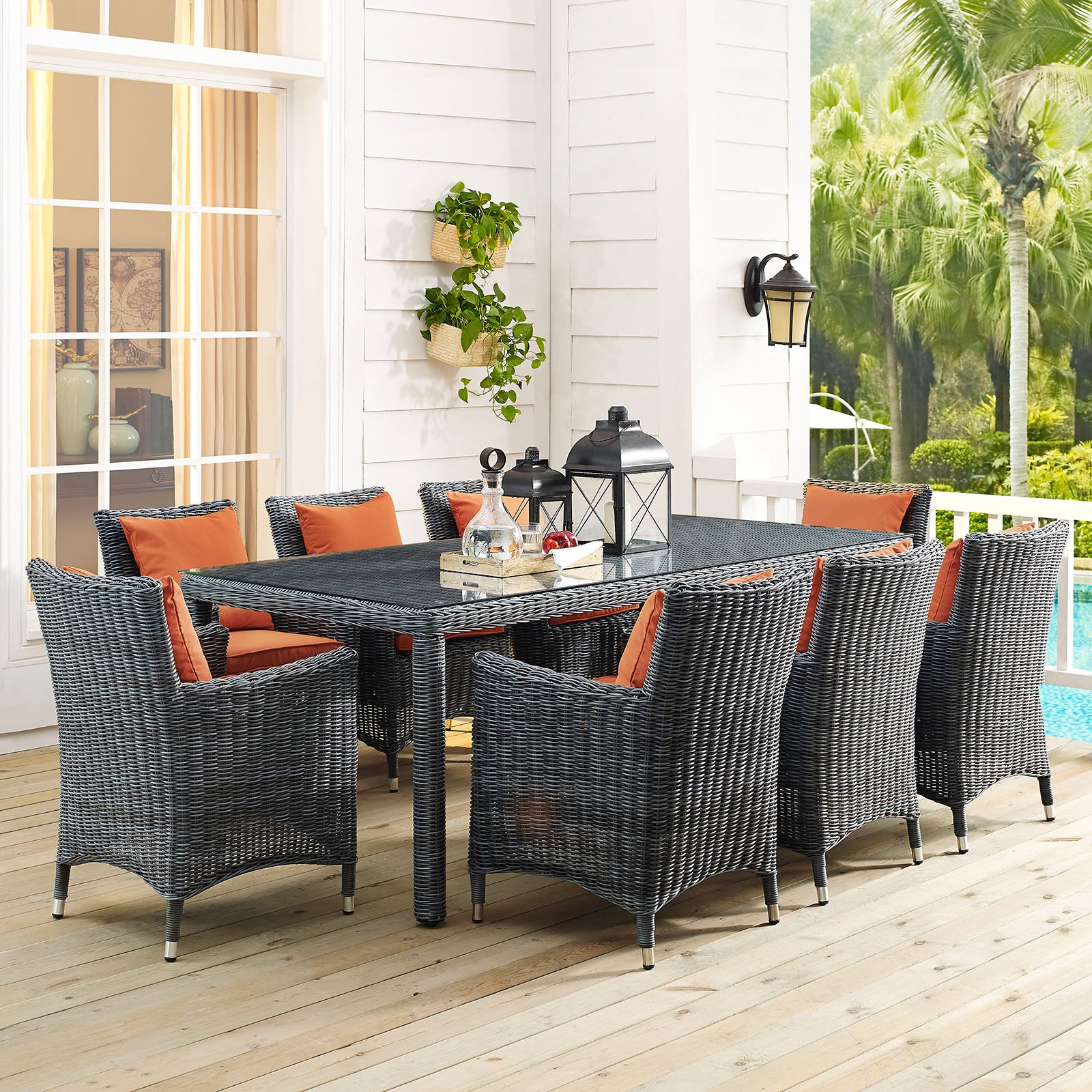 Summon 83" Outdoor Patio Dining Table-Outdoor Dining Table-Modway-Wall2Wall Furnishings