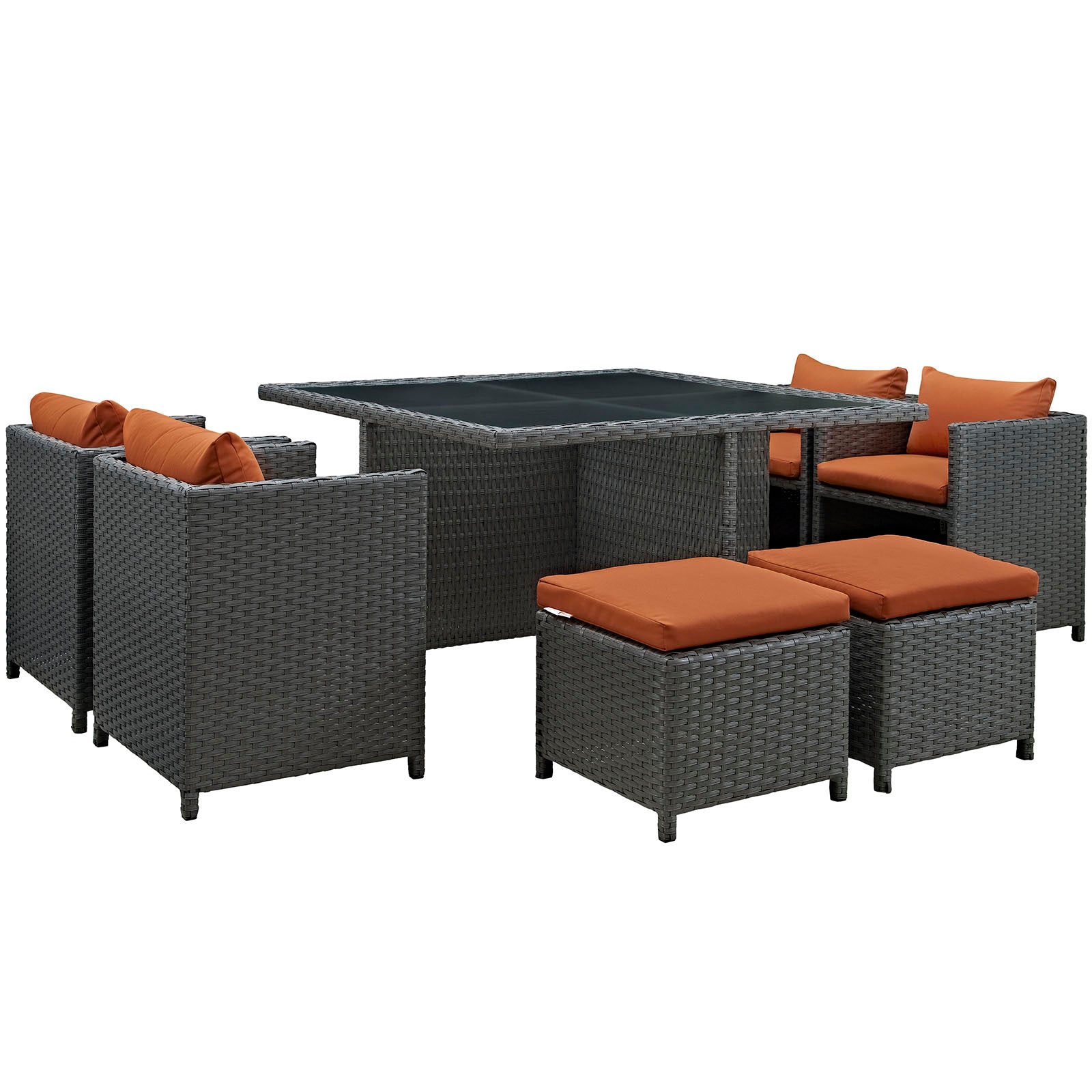 Sojourn 9 Piece Outdoor Patio Sunbrella® Dining Set-Outdoor Dining Set-Modway-Wall2Wall Furnishings