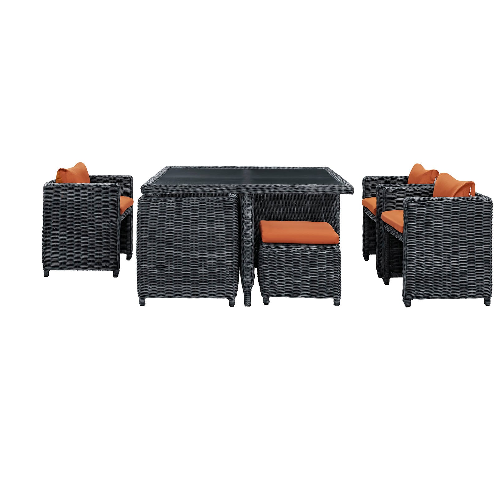Summon 9 Piece Outdoor Patio Sunbrella® Dining Set-Outdoor Dining Set-Modway-Wall2Wall Furnishings