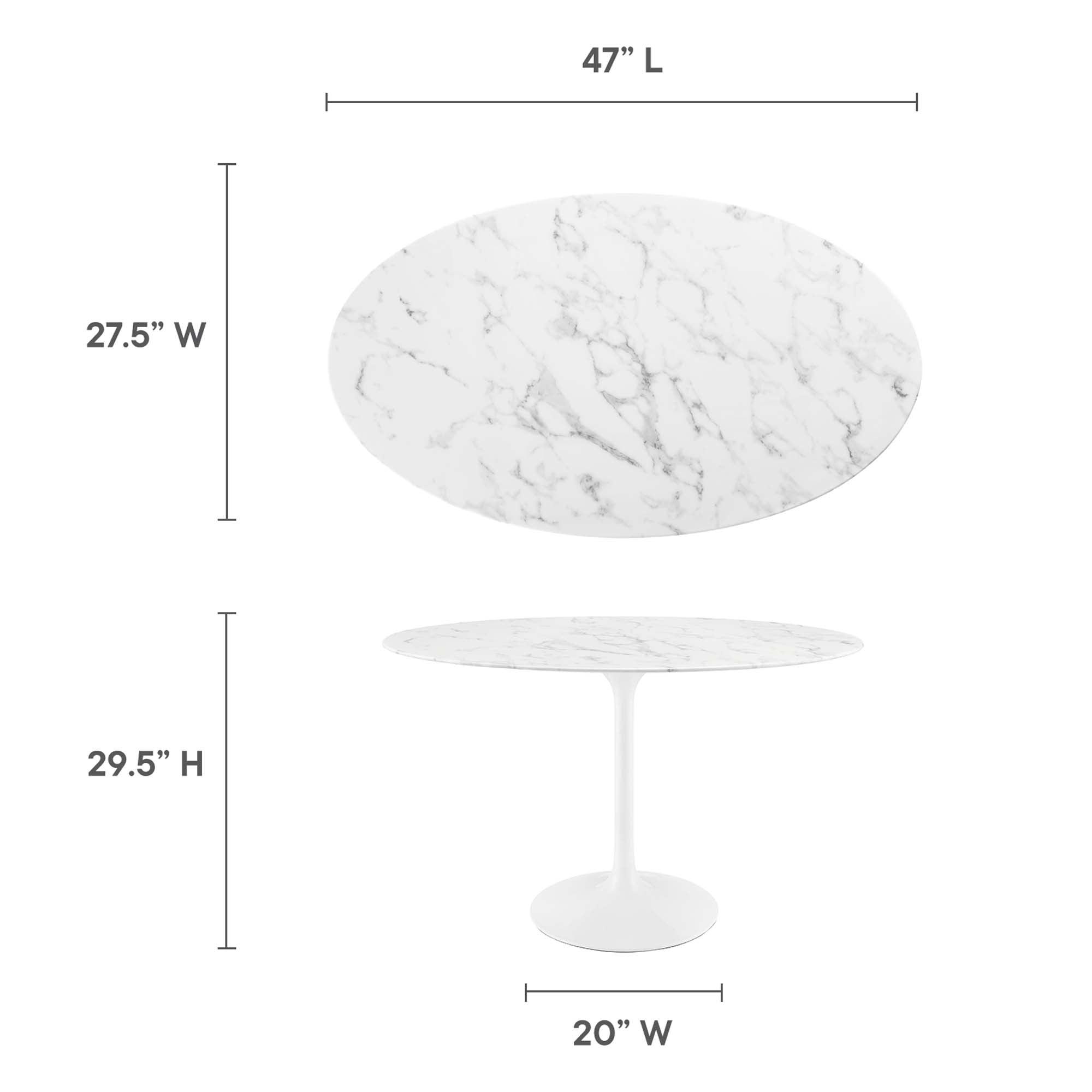Lippa 48" Oval Faux Marble Dining Table