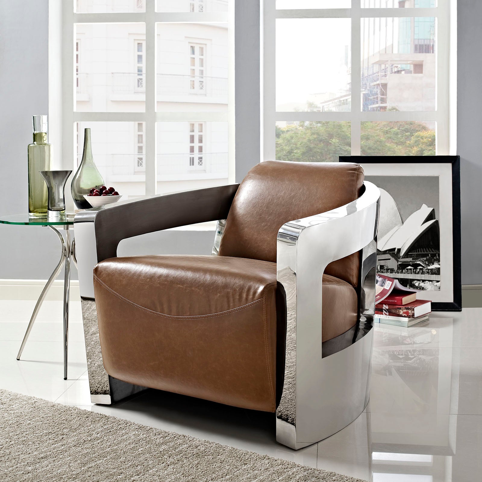 Trip Leather Lounge Chair-Chair-Modway-Wall2Wall Furnishings