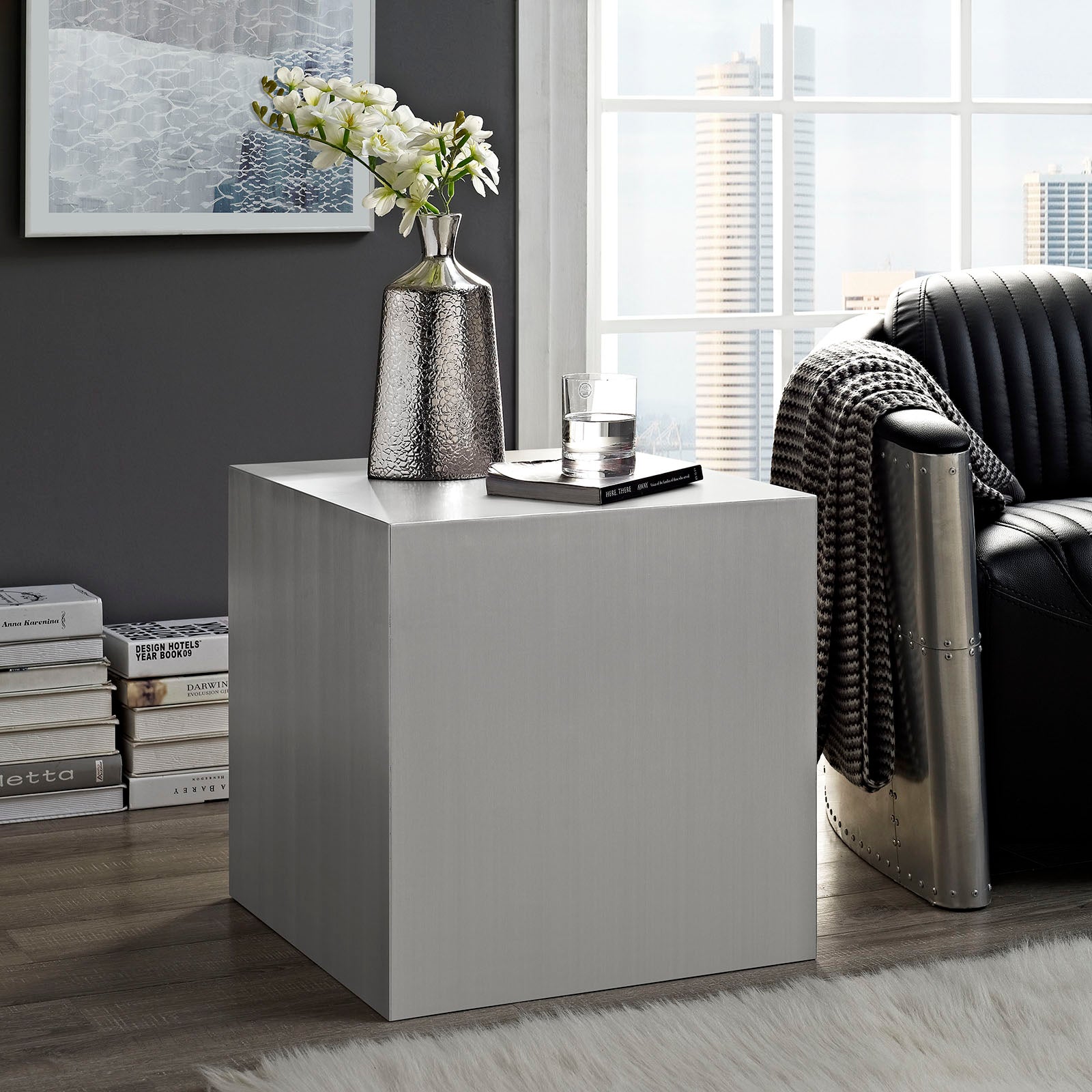 Cast Stainless Steel Side Table-Side Table-Modway-Wall2Wall Furnishings