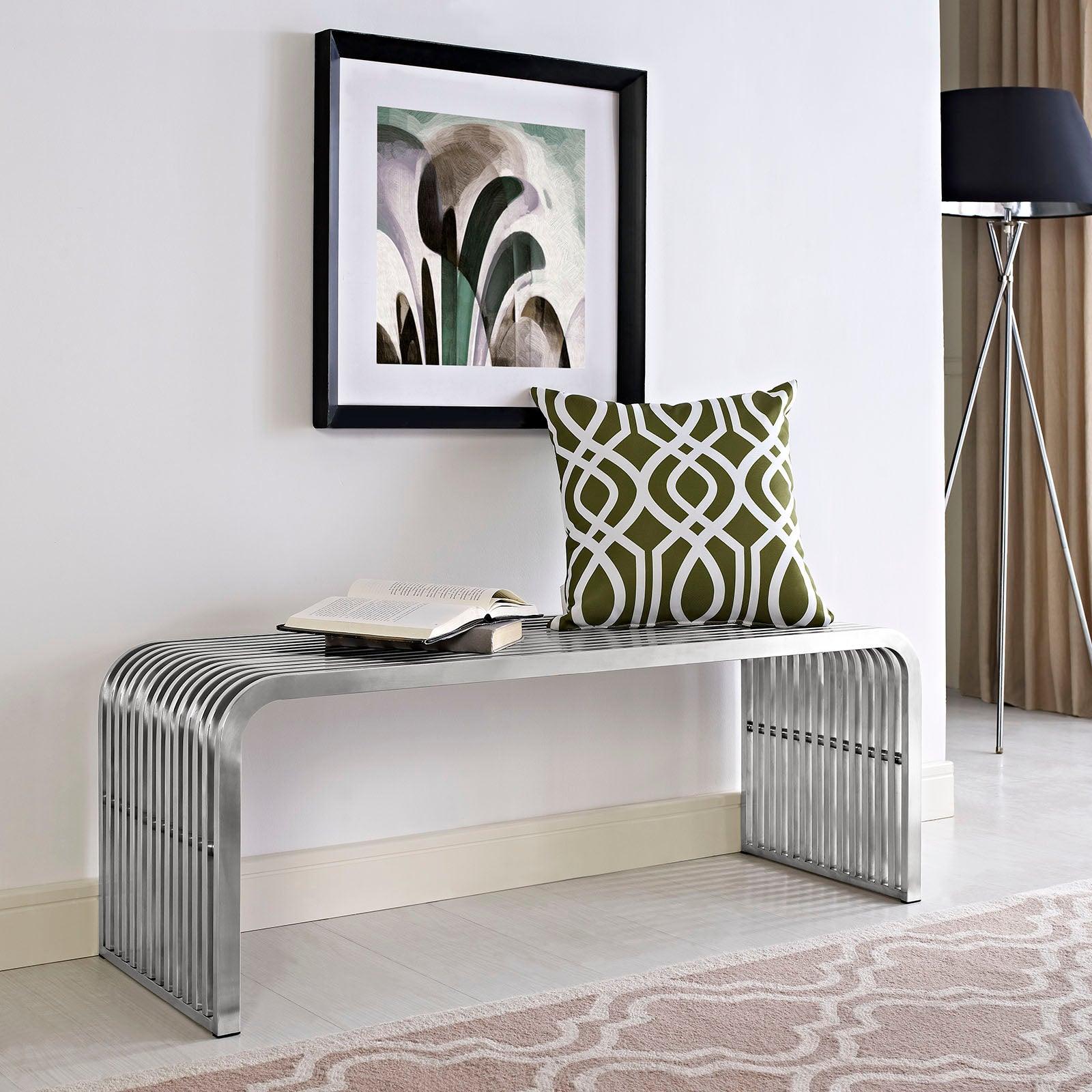 Pipe 47" Stainless Steel Bench-Bench-Modway-Wall2Wall Furnishings