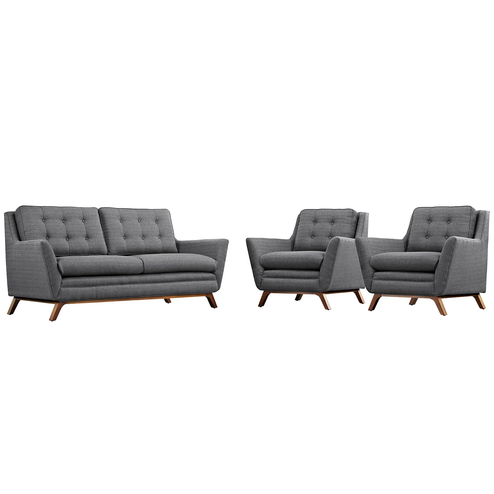 Beguile 3 Piece Upholstered Fabric Living Room Set-Sofa Set-Modway-Wall2Wall Furnishings