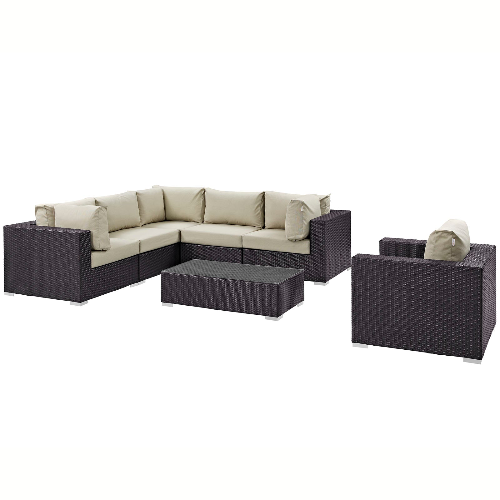 Convene 7 Piece Outdoor Patio Sectional Set-Outdoor Set-Modway-Wall2Wall Furnishings