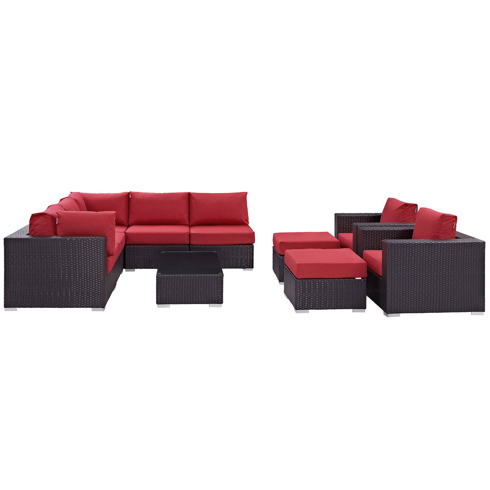 Convene 10 Piece Outdoor Patio Sectional Set-Outdoor Set-Modway-Wall2Wall Furnishings