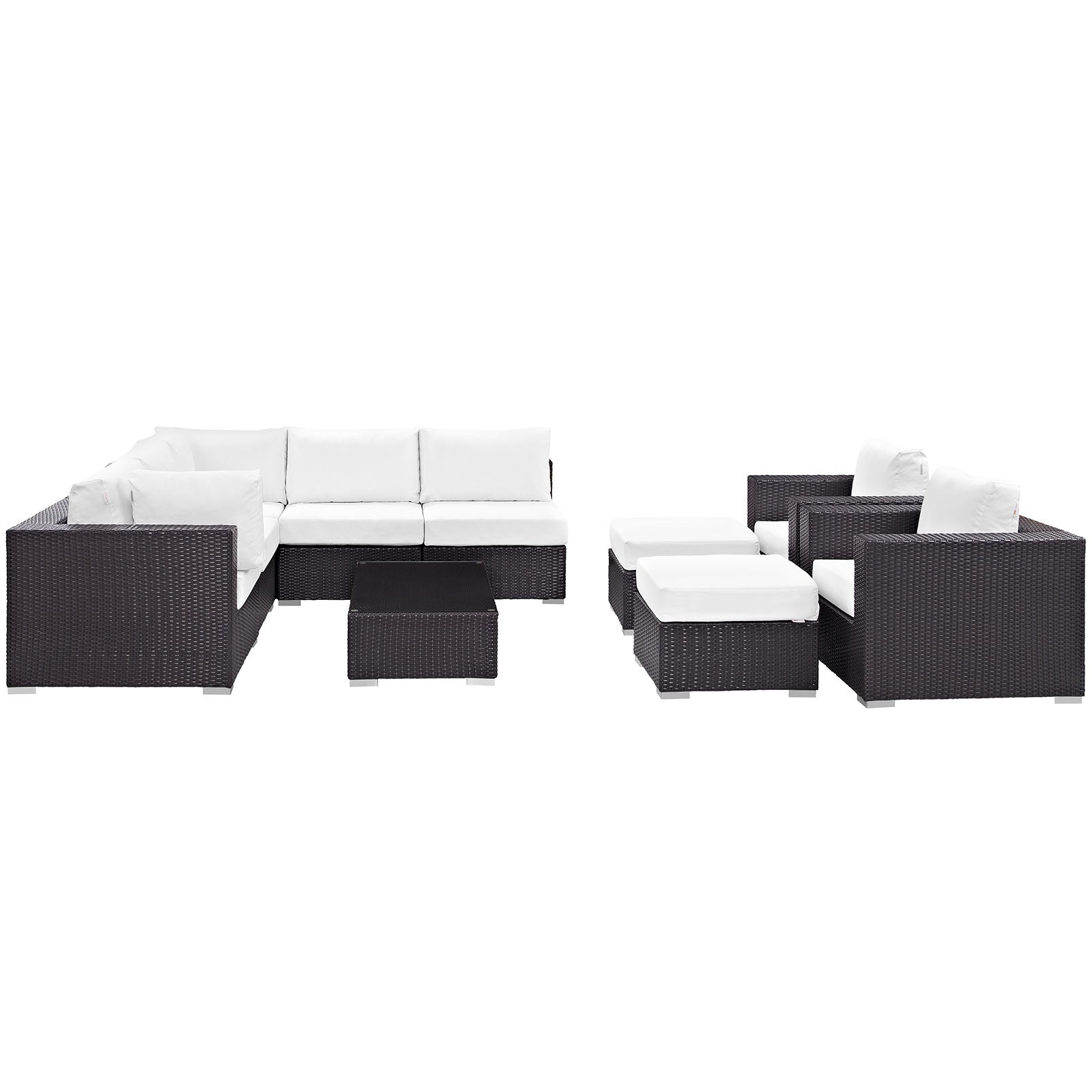 Convene 10 Piece Outdoor Patio Sectional Set-Outdoor Set-Modway-Wall2Wall Furnishings