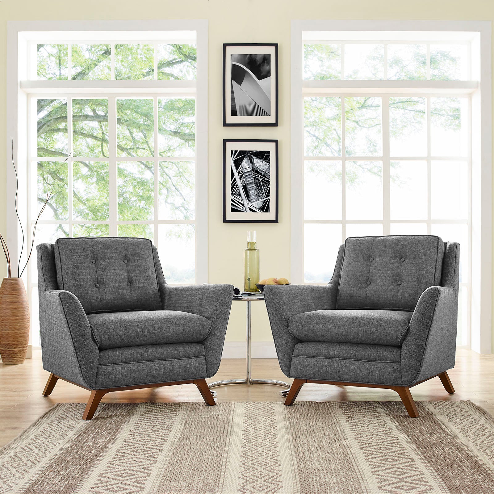 Beguile 2 Piece Upholstered Fabric Living Room Set-Sofa Set-Modway-Wall2Wall Furnishings