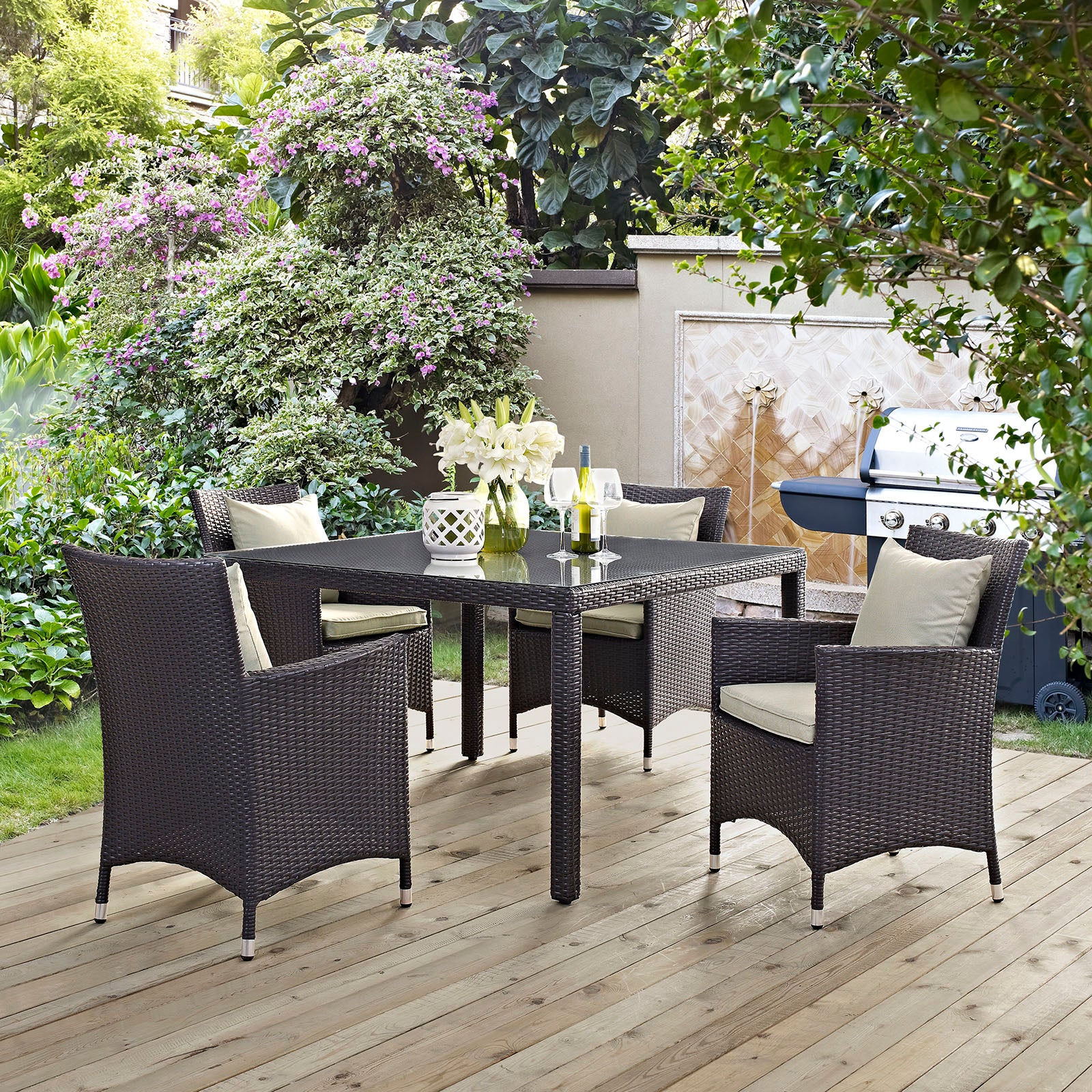 Convene 5 Piece Outdoor Patio Dining Set-Outdoor Dining Set-Modway-Wall2Wall Furnishings