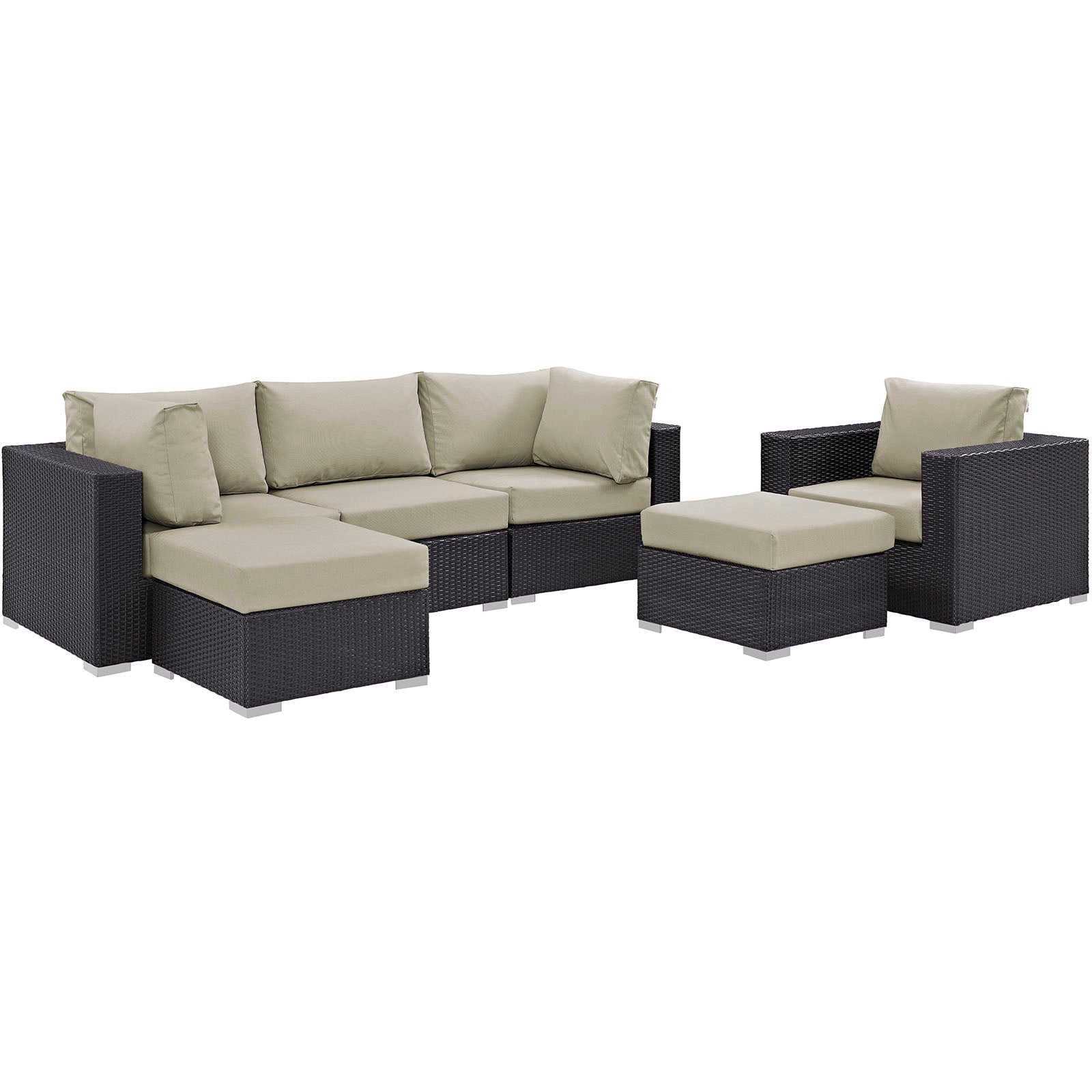 Convene 6 Piece Outdoor Patio Sectional Set-Outdoor Set-Modway-Wall2Wall Furnishings