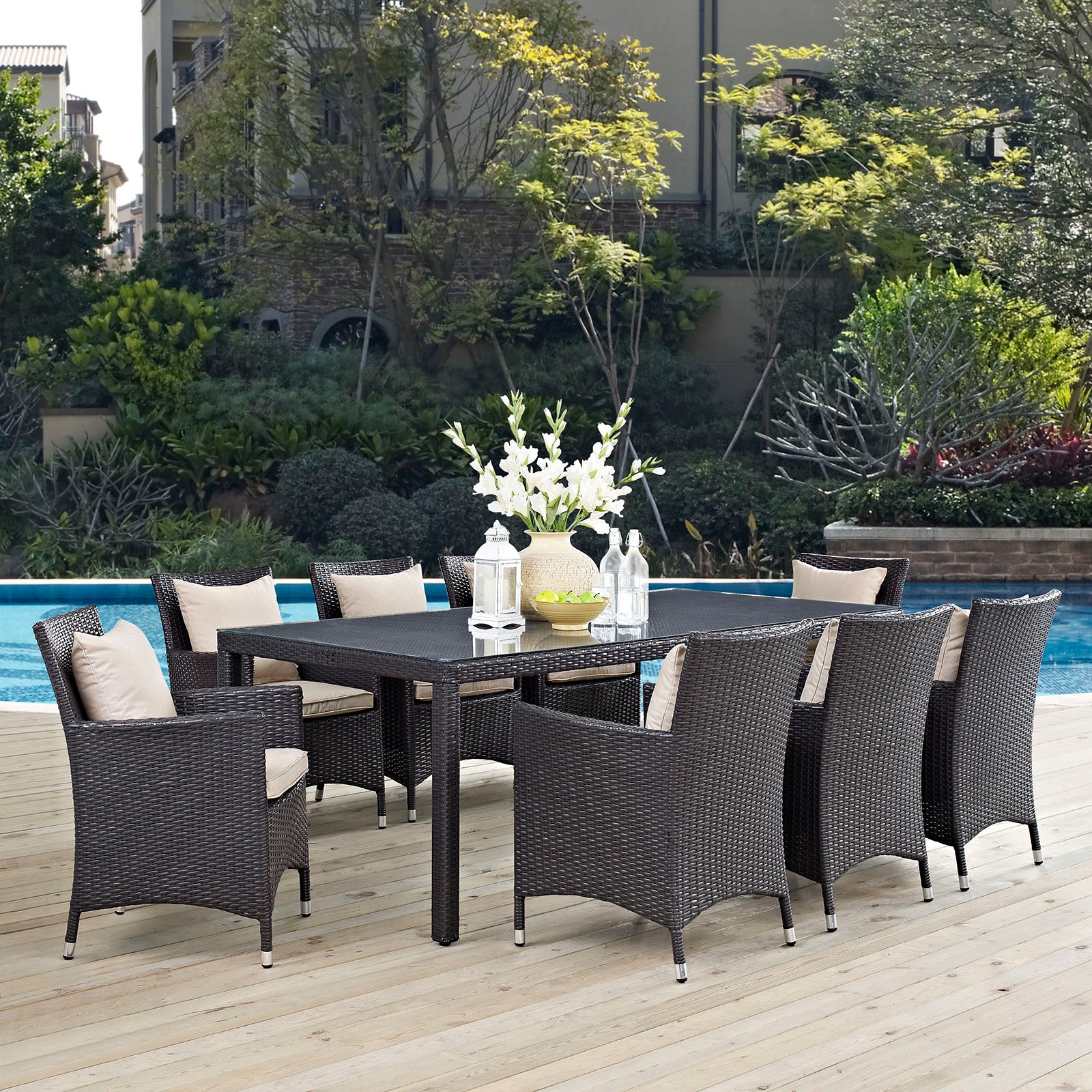 Convene 9 Piece Outdoor Patio Dining Set-Outdoor Dining Set-Modway-Wall2Wall Furnishings