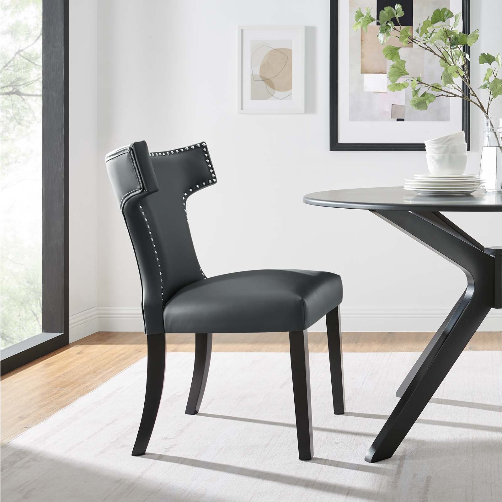 Curve Vegan Leather Dining Chair-Dining Chair-Modway-Wall2Wall Furnishings