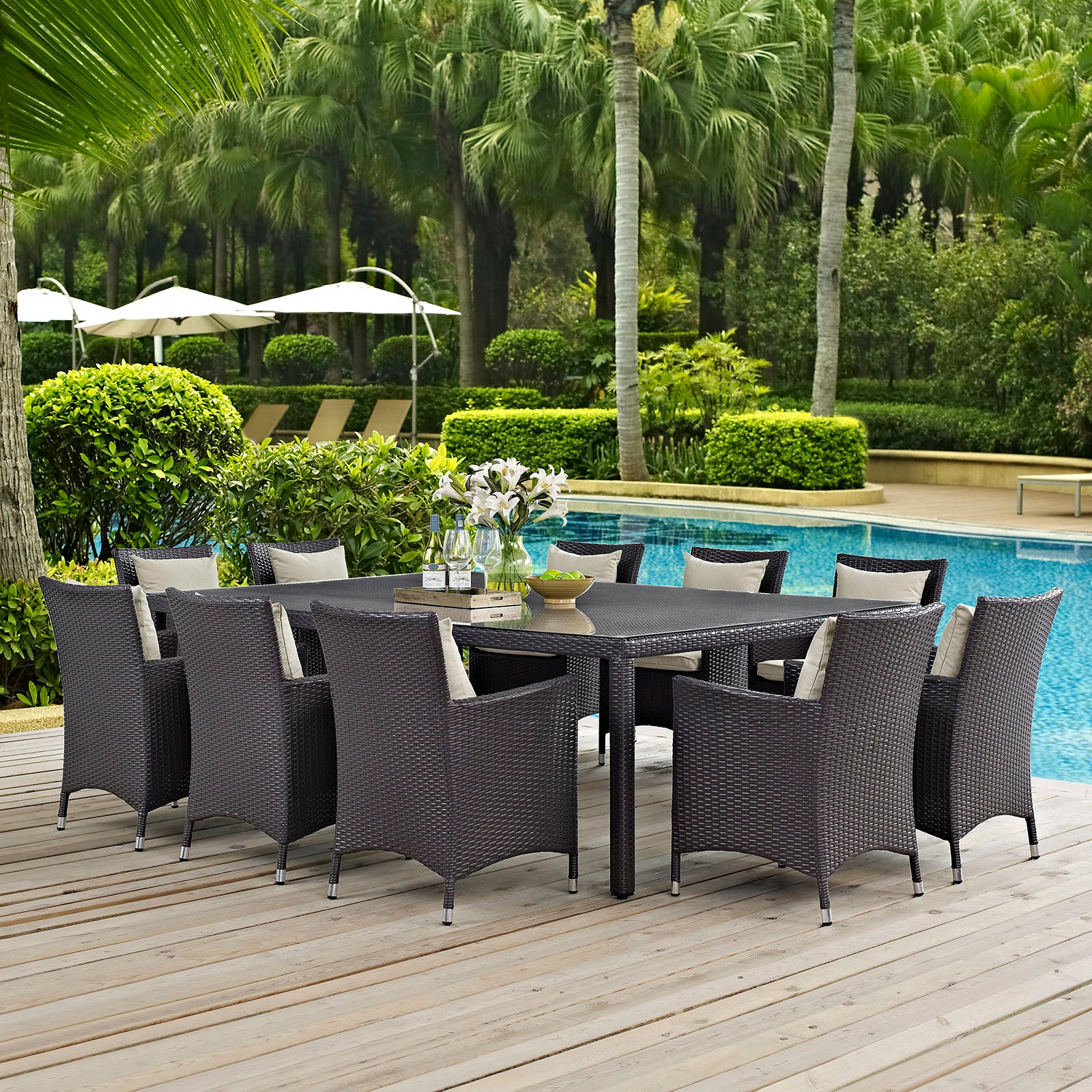 Convene 11 Piece Outdoor Patio Dining Set-Outdoor Dining Set-Modway-Wall2Wall Furnishings