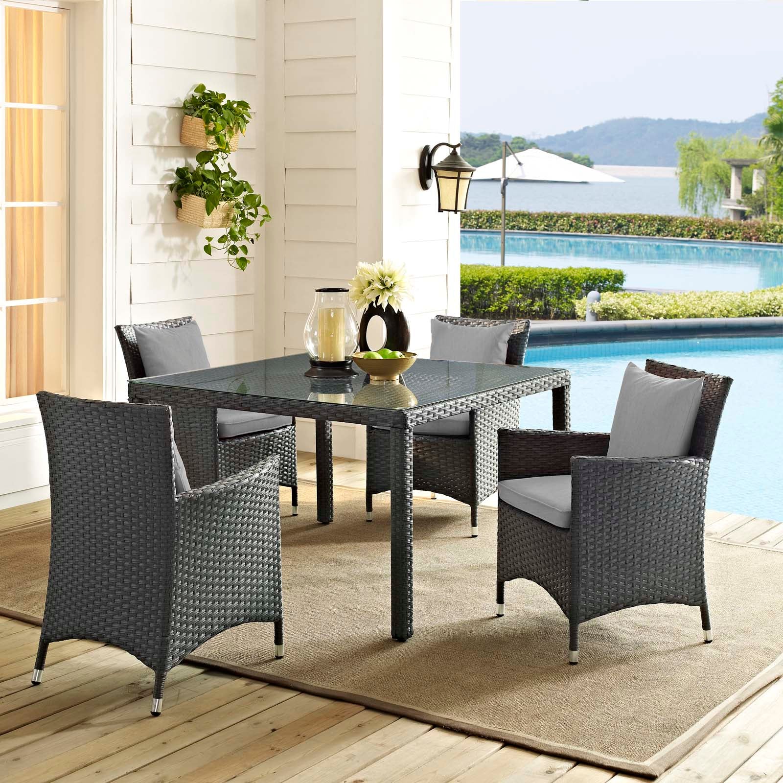 Sojourn 4 Piece Outdoor Patio Sunbrella® Dining Set-Outdoor Dining Set-Modway-Wall2Wall Furnishings