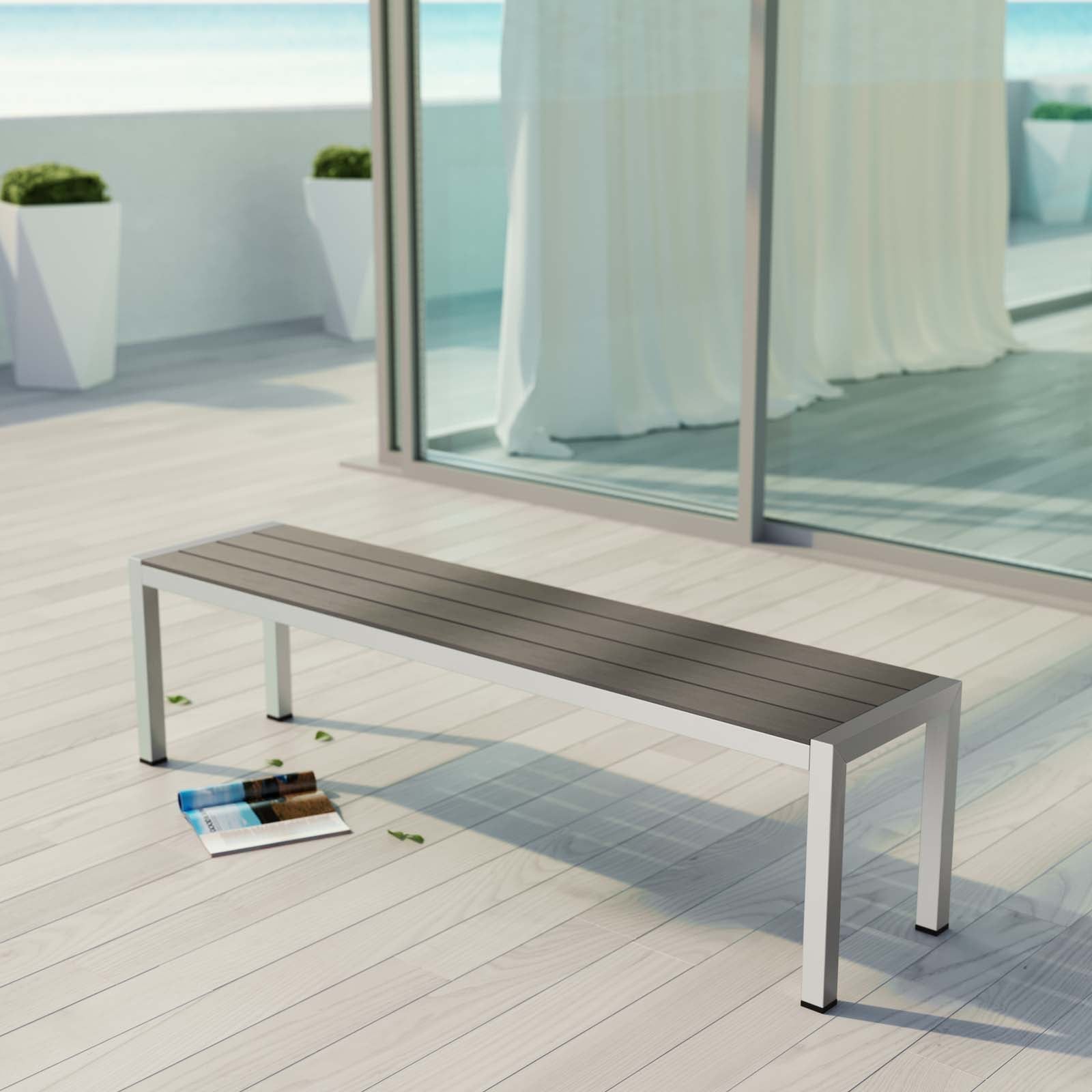 Shore Outdoor Patio Aluminum Bench-Outdoor Bench-Modway-Wall2Wall Furnishings