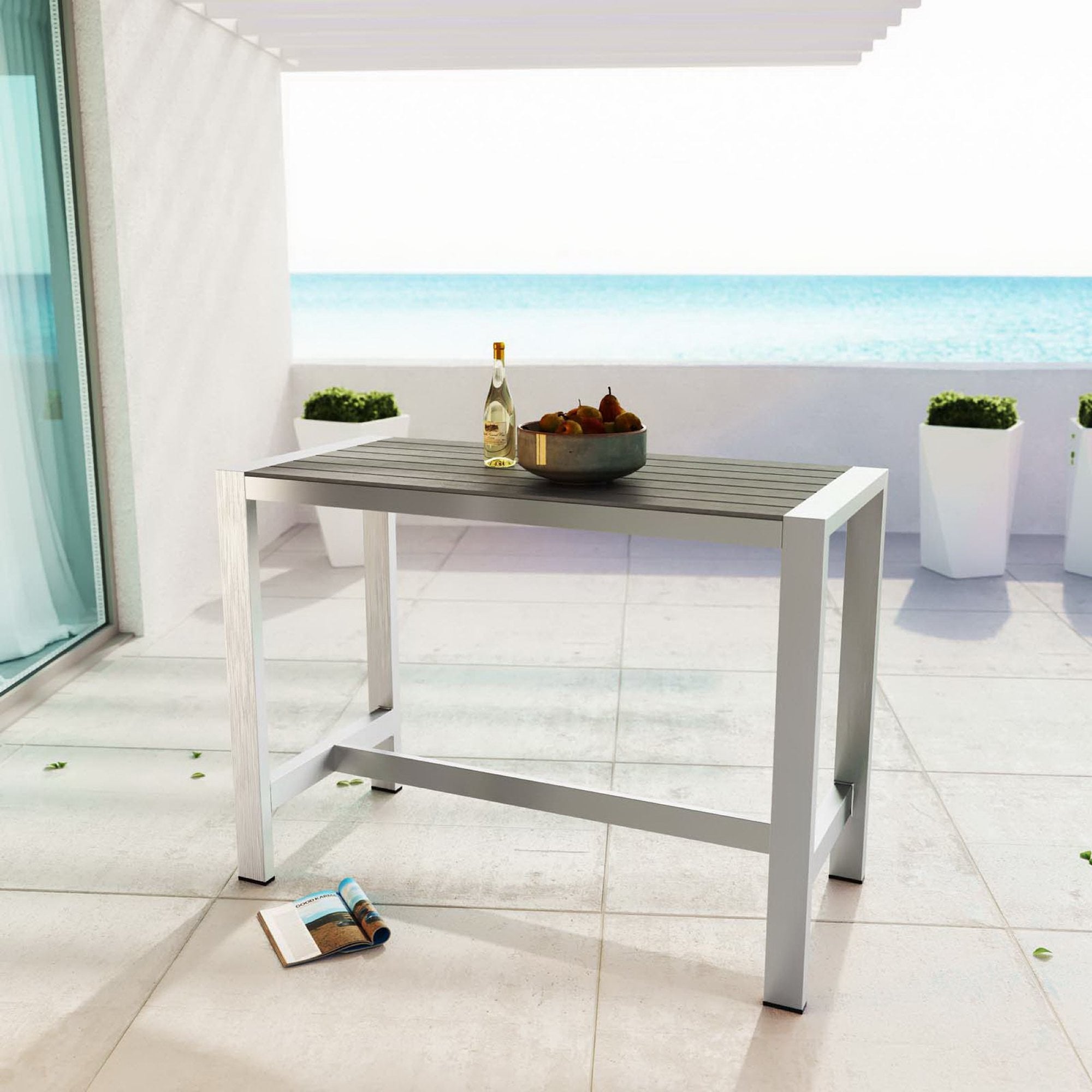 Shore Outdoor Patio Aluminum Rectangle Bar Table