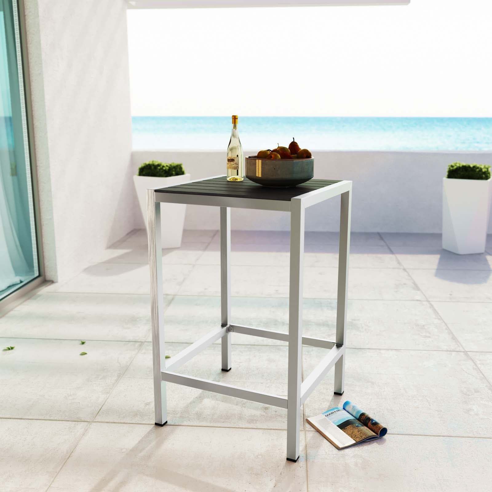 Shore Outdoor Patio Aluminum Bar Table-Outdoor Bar Table-Modway-Wall2Wall Furnishings