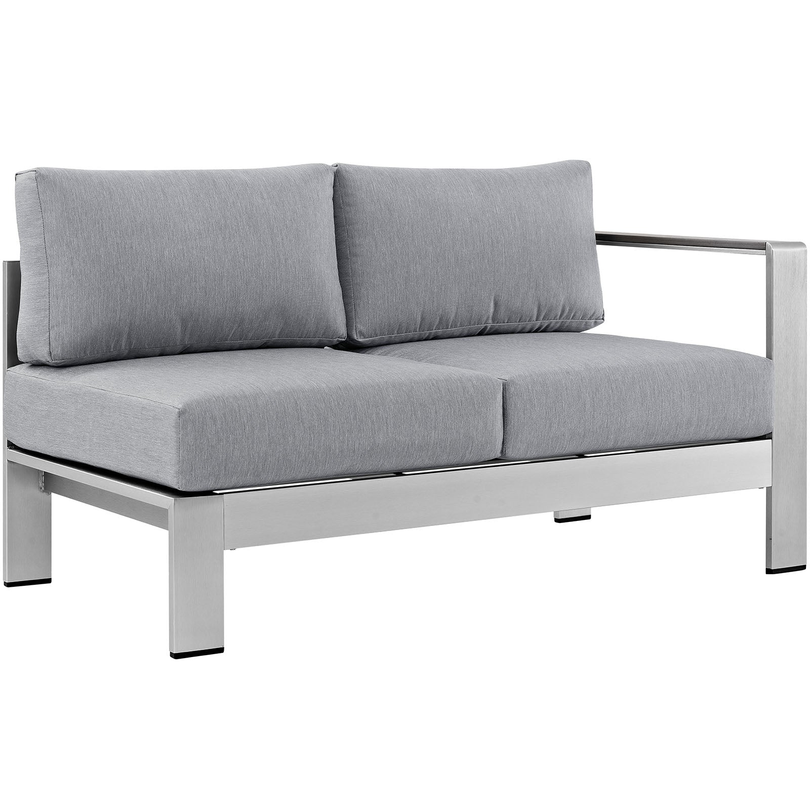 Shore Right-Arm Corner Sectional Outdoor Patio Aluminum Loveseat-Outdoor Loveseat-Modway-Wall2Wall Furnishings