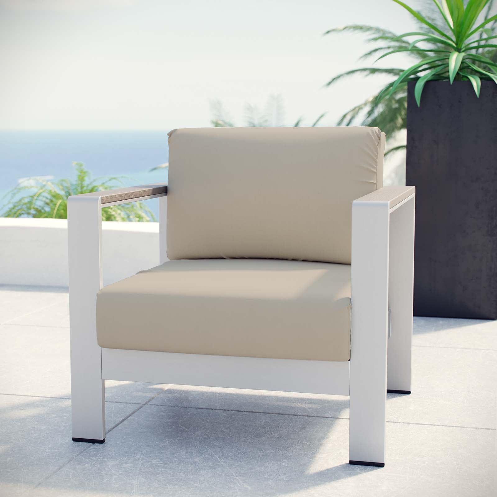 Shore Outdoor Patio Aluminum Armchair-Outdoor Arm Chair-Modway-Wall2Wall Furnishings