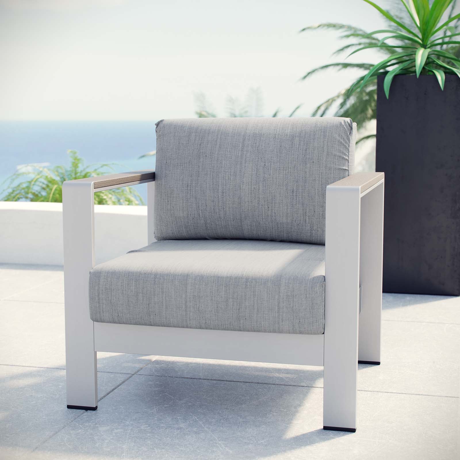 Shore Outdoor Patio Aluminum Armchair-Outdoor Arm Chair-Modway-Wall2Wall Furnishings