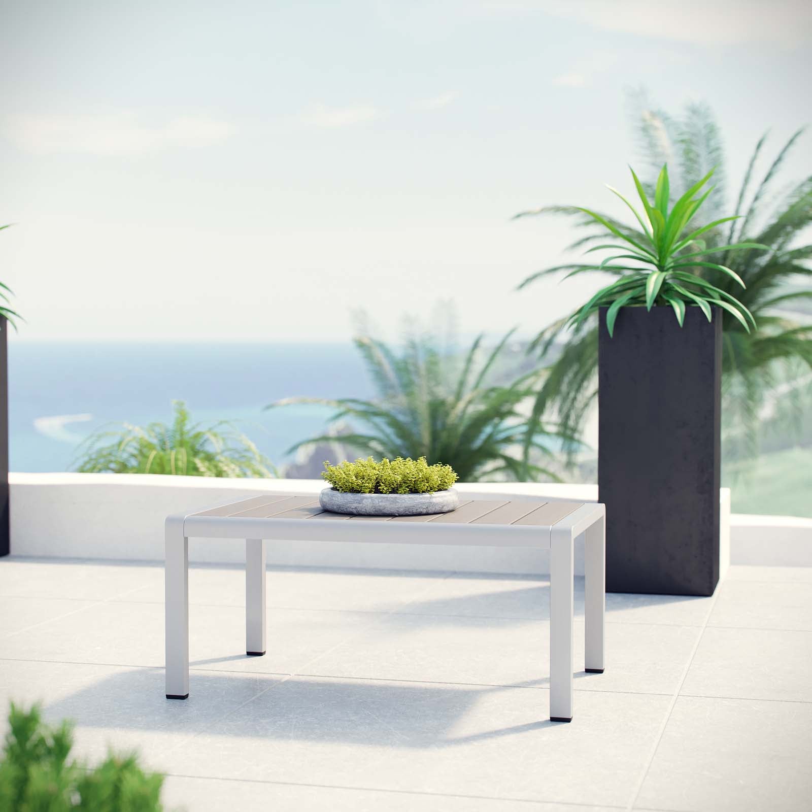 Shore Outdoor Patio Aluminum Coffee Table-Outdoor Coffee Table-Modway-Wall2Wall Furnishings