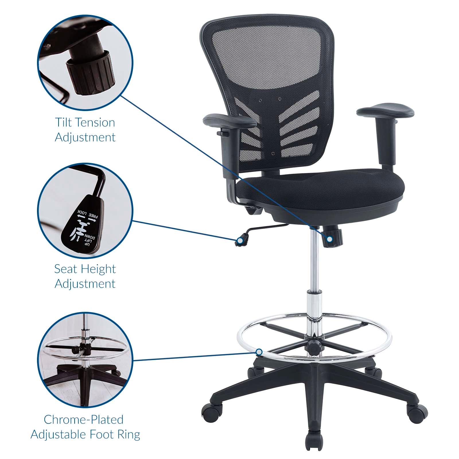 Articulate Drafting Chair-Office Chair-Modway-Wall2Wall Furnishings