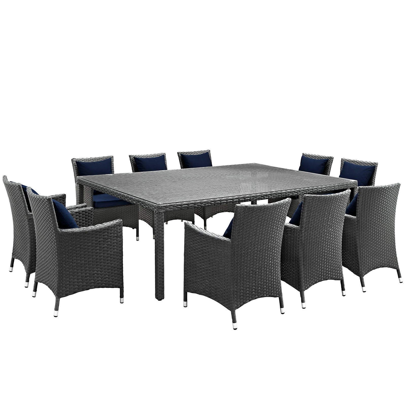 Sojourn 11 Piece Outdoor Patio Sunbrella® Dining Set-Outdoor Dining Set-Modway-Wall2Wall Furnishings