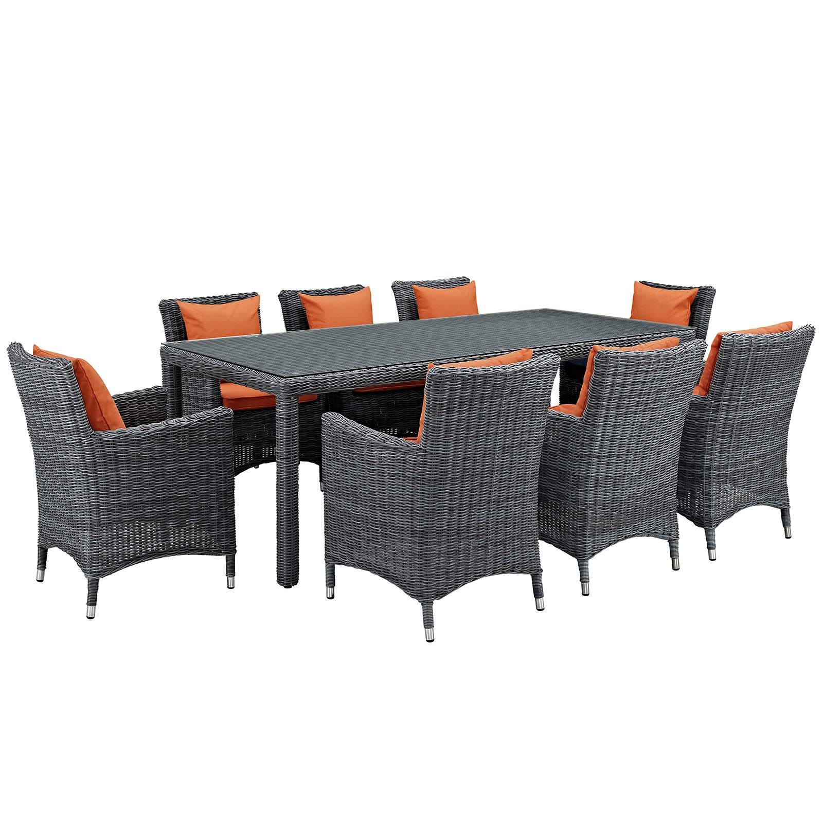 Summon 9 Piece Outdoor Patio Sunbrella® Dining Set-Outdoor Dining Set-Modway-Wall2Wall Furnishings