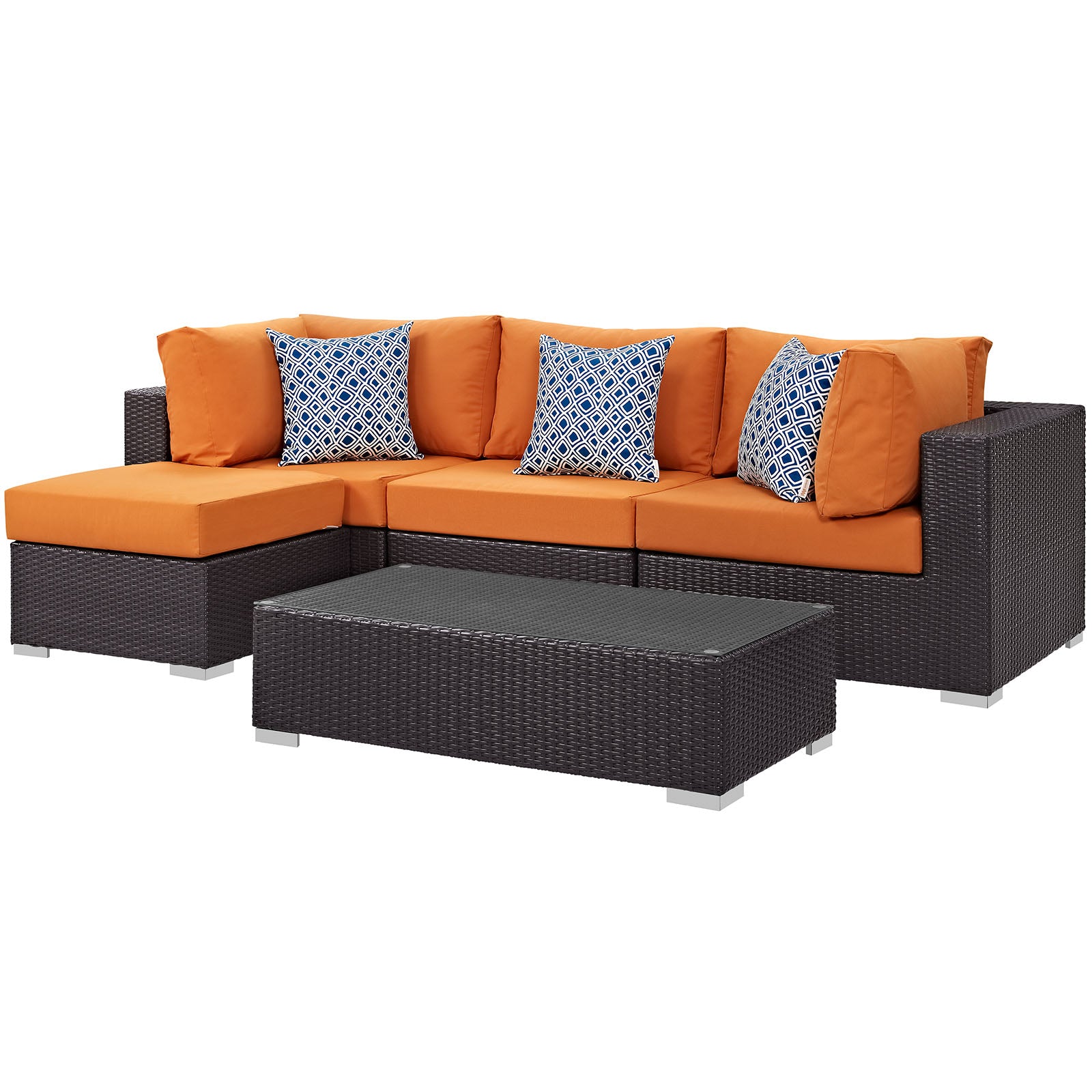 Convene 5 Piece Outdoor Patio Sectional Set-Outdoor Set-Modway-Wall2Wall Furnishings