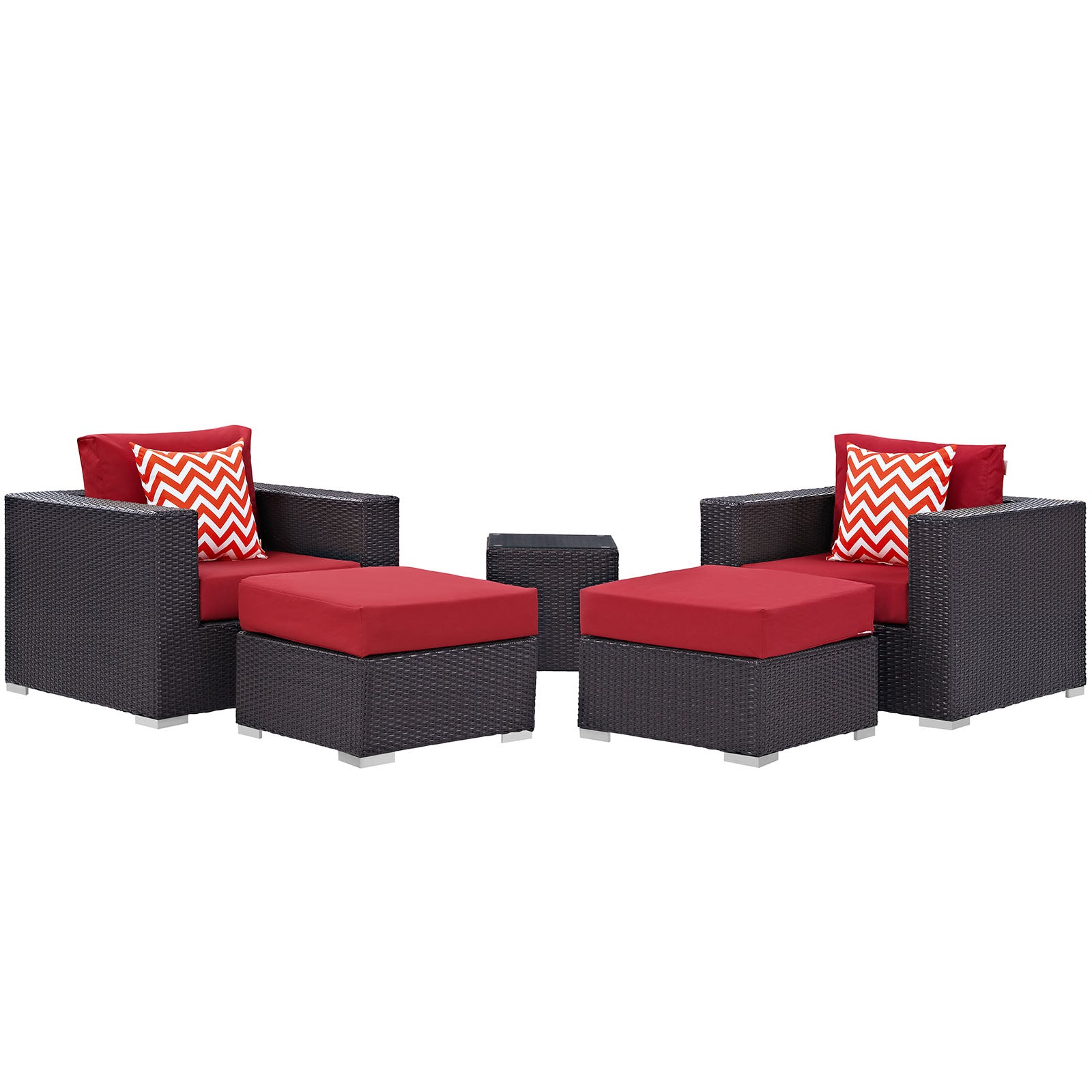 Convene 5 Piece Outdoor Patio Sectional Set-Outdoor Set-Modway-Wall2Wall Furnishings