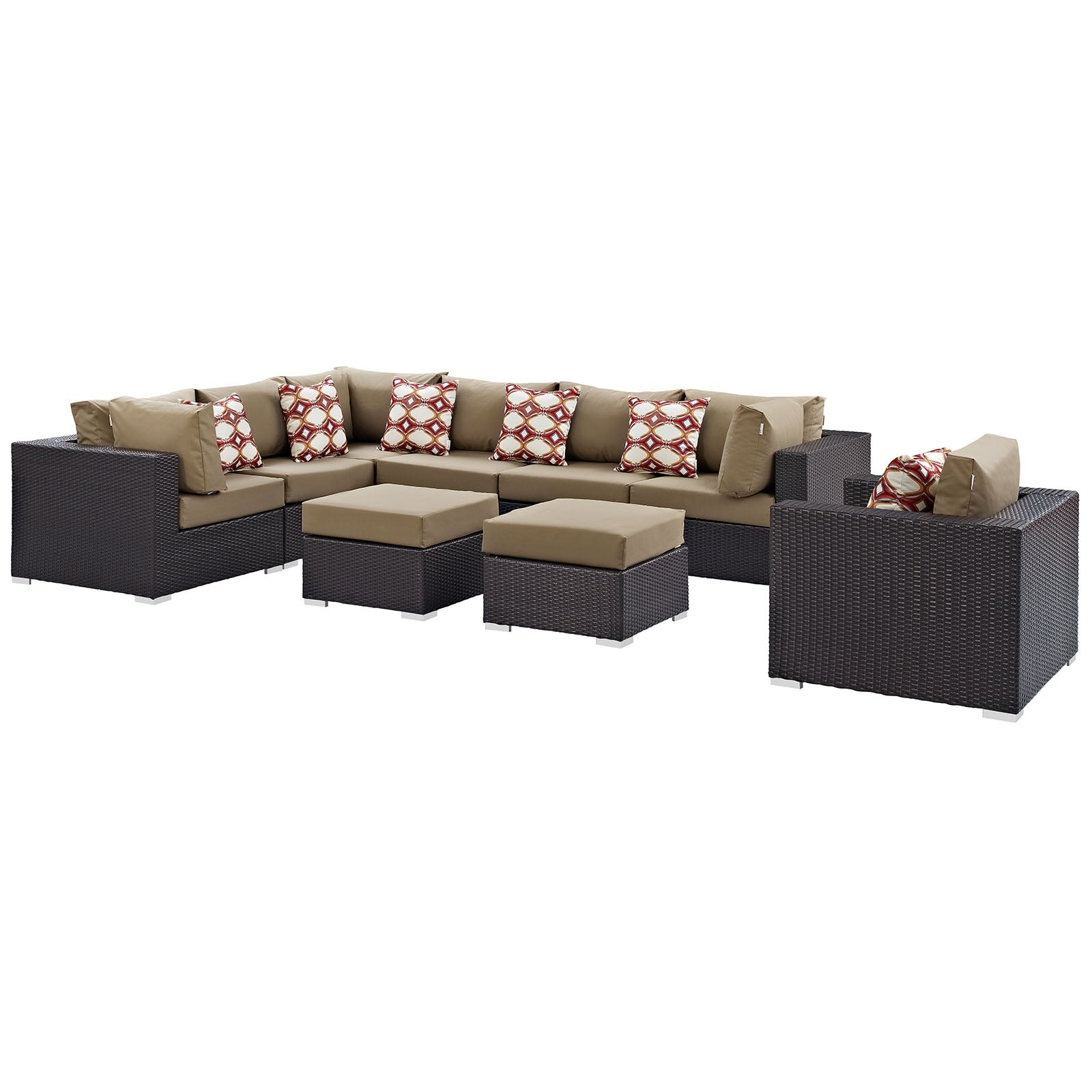 Convene 9 Piece Outdoor Patio Sectional Set-Outdoor Set-Modway-Wall2Wall Furnishings