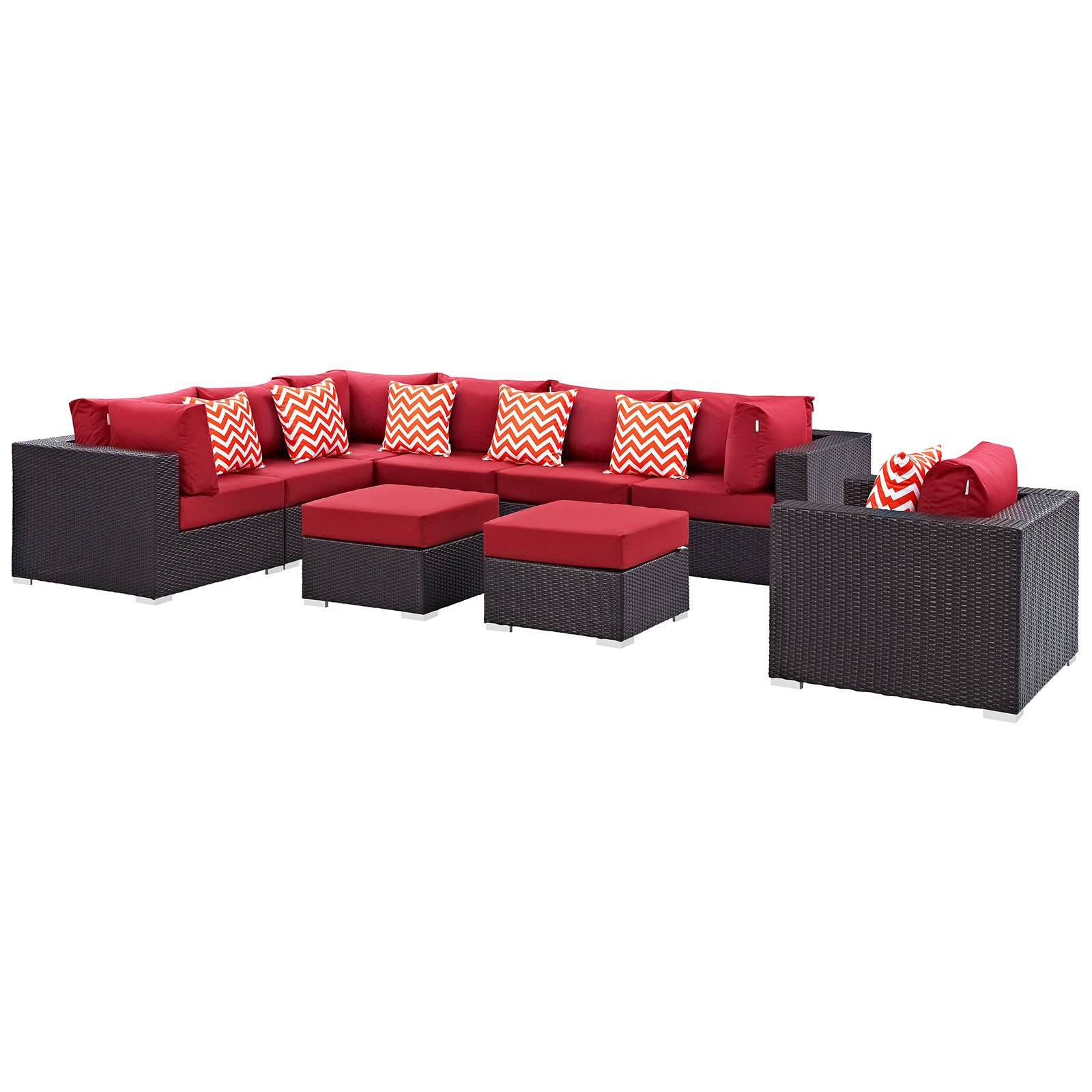 Convene 9 Piece Outdoor Patio Sectional Set-Outdoor Set-Modway-Wall2Wall Furnishings