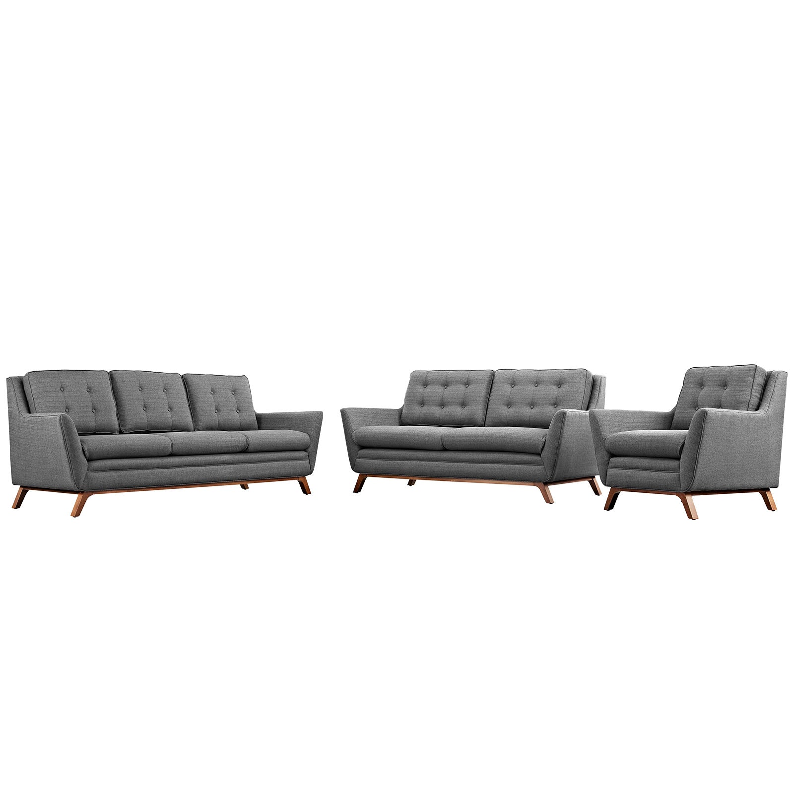 Beguile Living Room Set Upholstered Fabric Set of 3-Sofa Set-Modway-Wall2Wall Furnishings