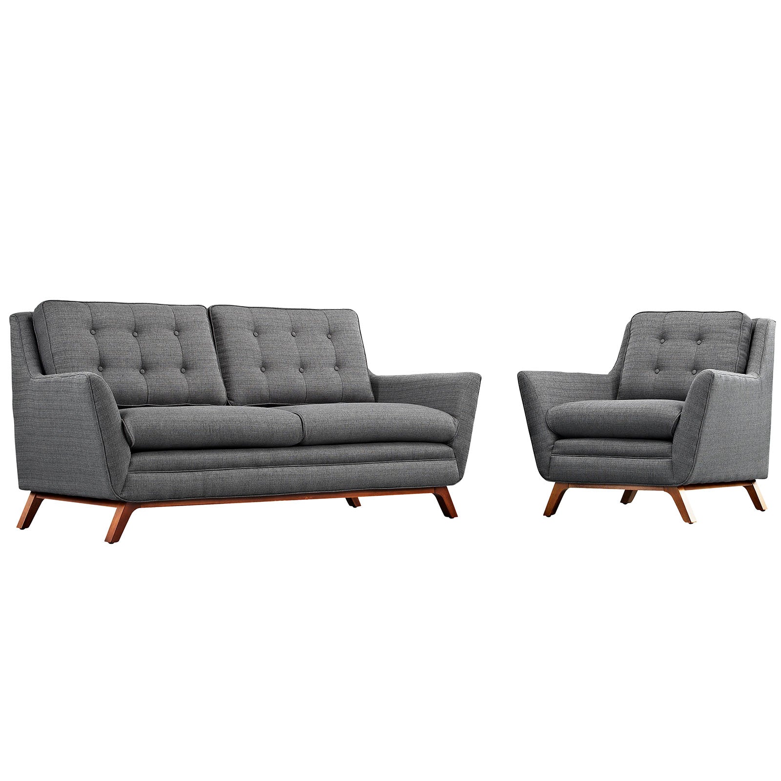 Beguile Living Room Set Upholstered Fabric Set of 2-Sofa Set-Modway-Wall2Wall Furnishings