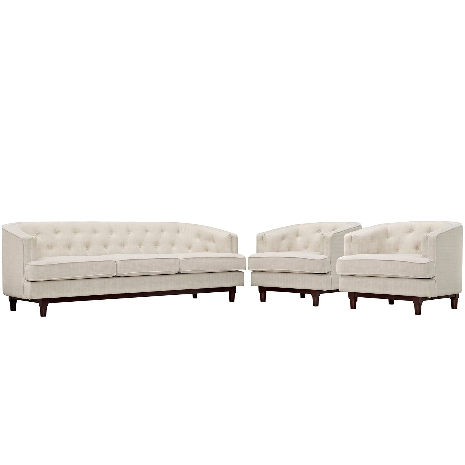 Coast Living Room Set Set of 3-Sofa Set-Modway-Wall2Wall Furnishings