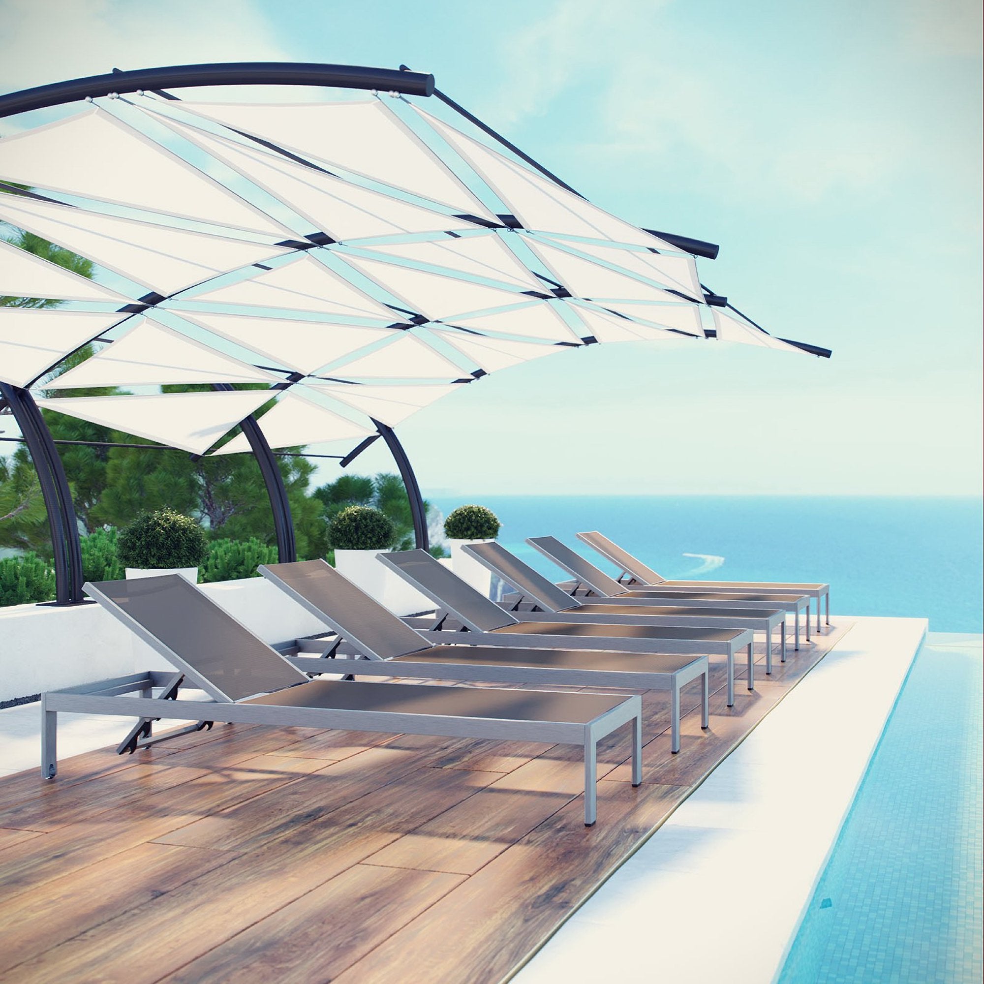 Shore Outdoor Patio Aluminum Chaise Set of 6