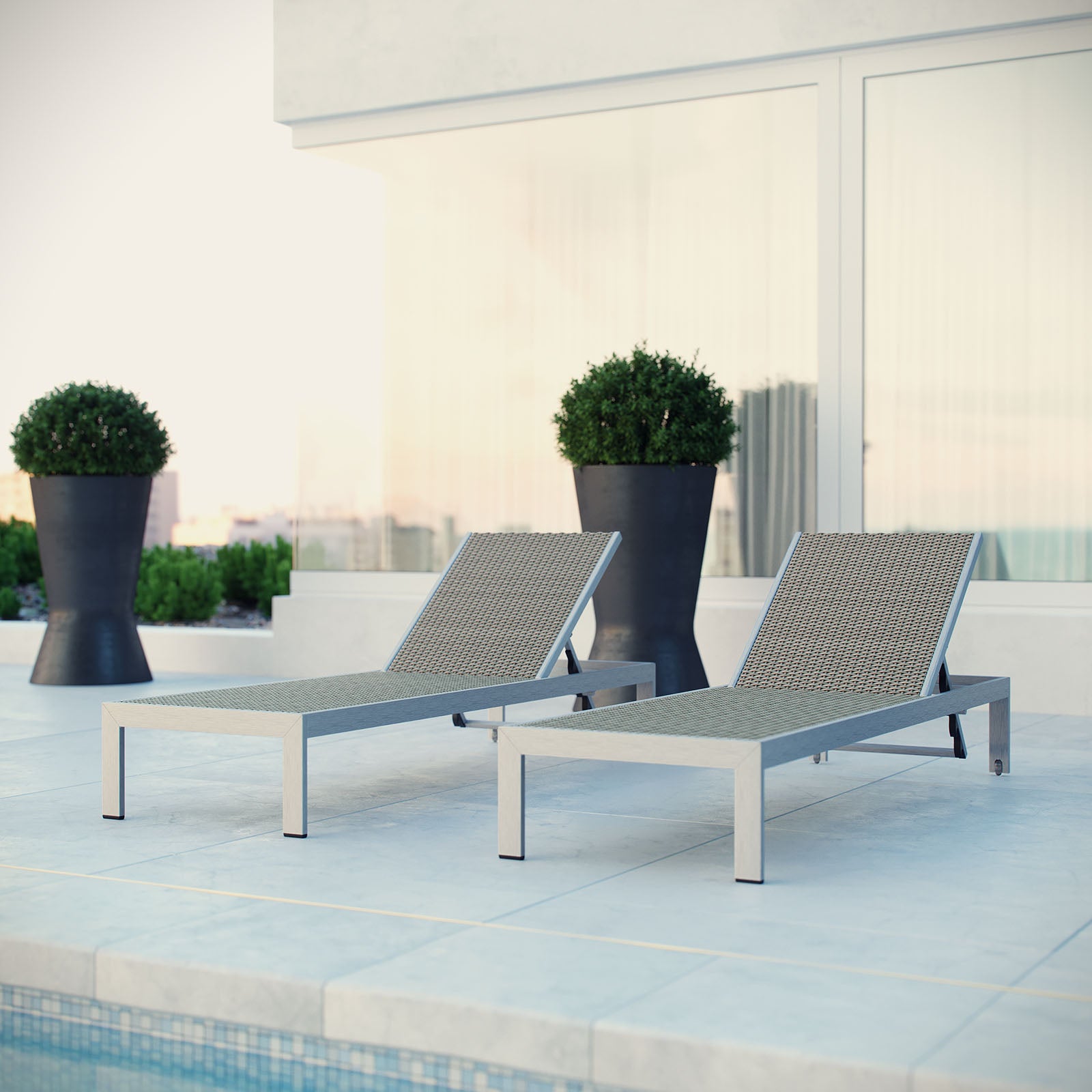 Shore Chaise Outdoor Patio Aluminum Set of 2-Outdoor Set-Modway-Wall2Wall Furnishings
