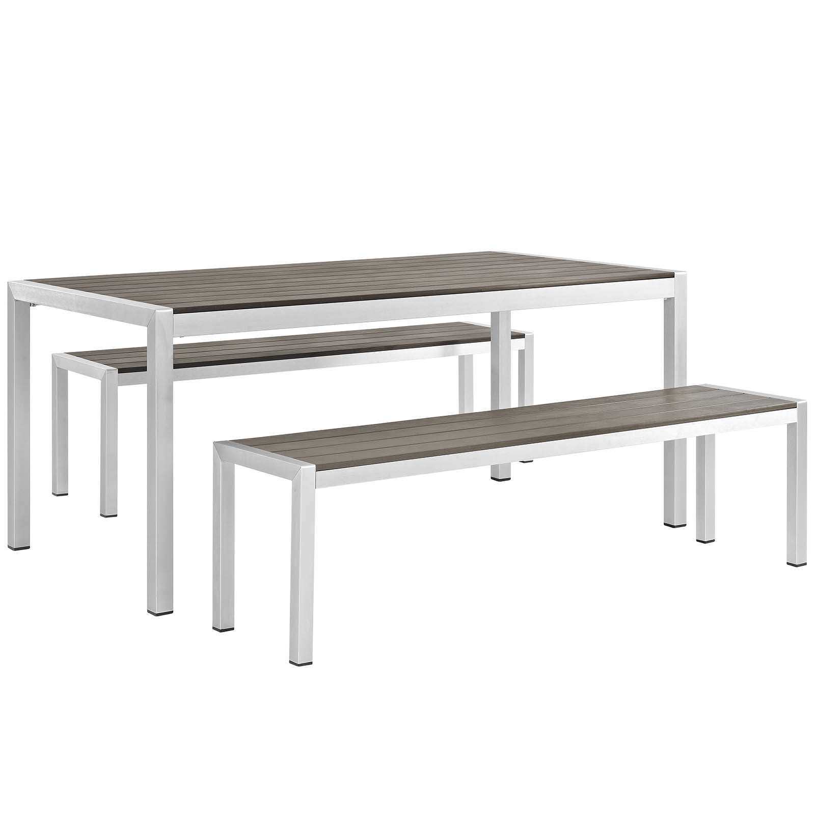Shore 3 Piece Outdoor Patio Aluminum Dining Set-Outdoor Dining Set-Modway-Wall2Wall Furnishings