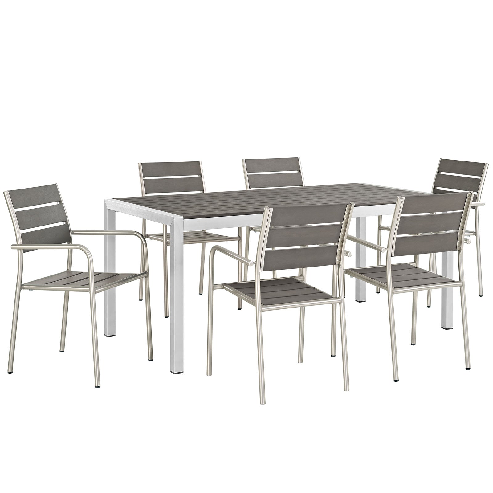 Shore 7 Piece Outdoor Patio Aluminum Dining Set-Dining Set-Modway-Wall2Wall Furnishings