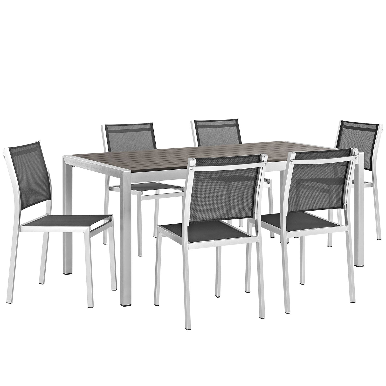 Shore 7 Piece Outdoor Patio Aluminum Dining Set-Outdoor Dining Set-Modway-Wall2Wall Furnishings