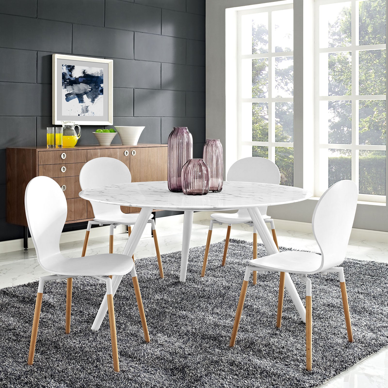 Lippa 54" Round Artificial Marble Dining Table with Tripod Base-Dining Table-Modway-Wall2Wall Furnishings