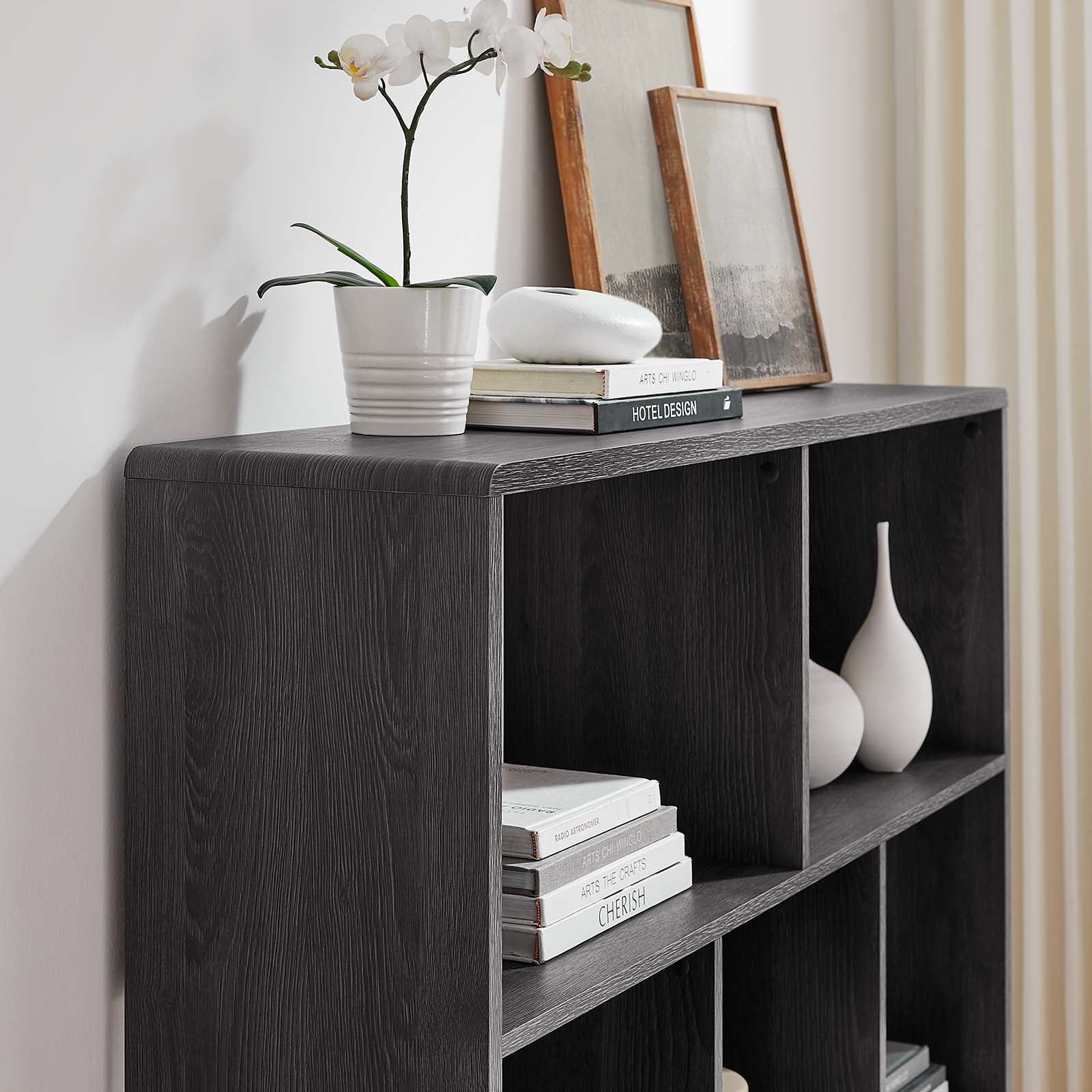 Transmit 7 Shelf Wood Grain Bookcase-Bookcase-Modway-Wall2Wall Furnishings