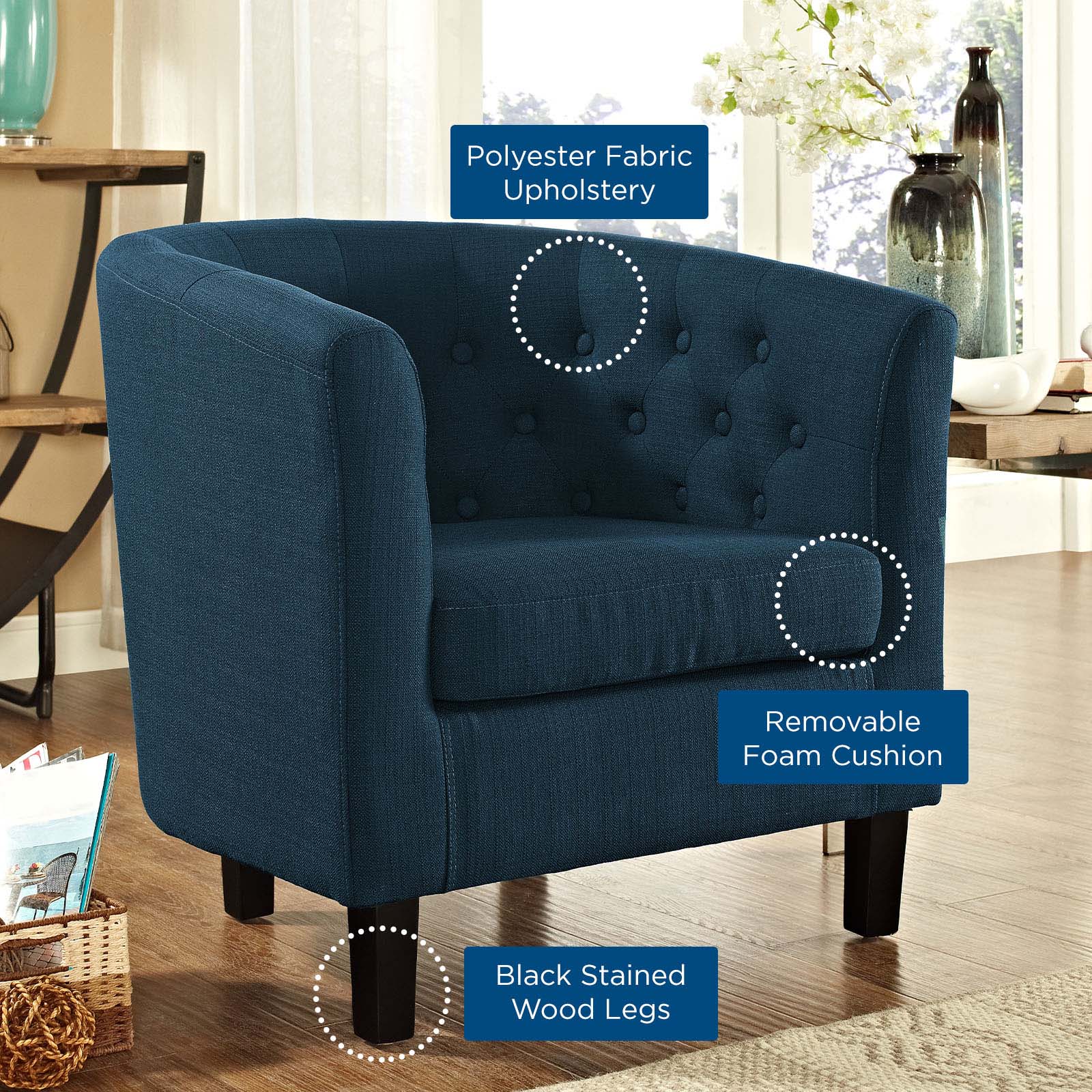 Prospect Upholstered Fabric Armchair-Arm Chair-Modway-Wall2Wall Furnishings