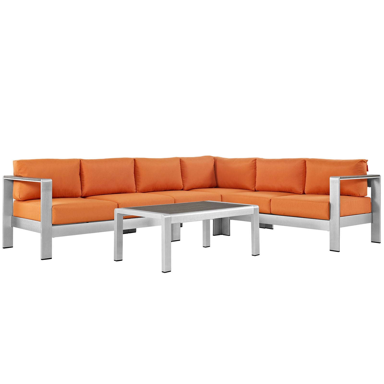 Shore 5 Piece Outdoor Patio Aluminum Sectional Sofa Set-Outdoor Set-Modway-Wall2Wall Furnishings
