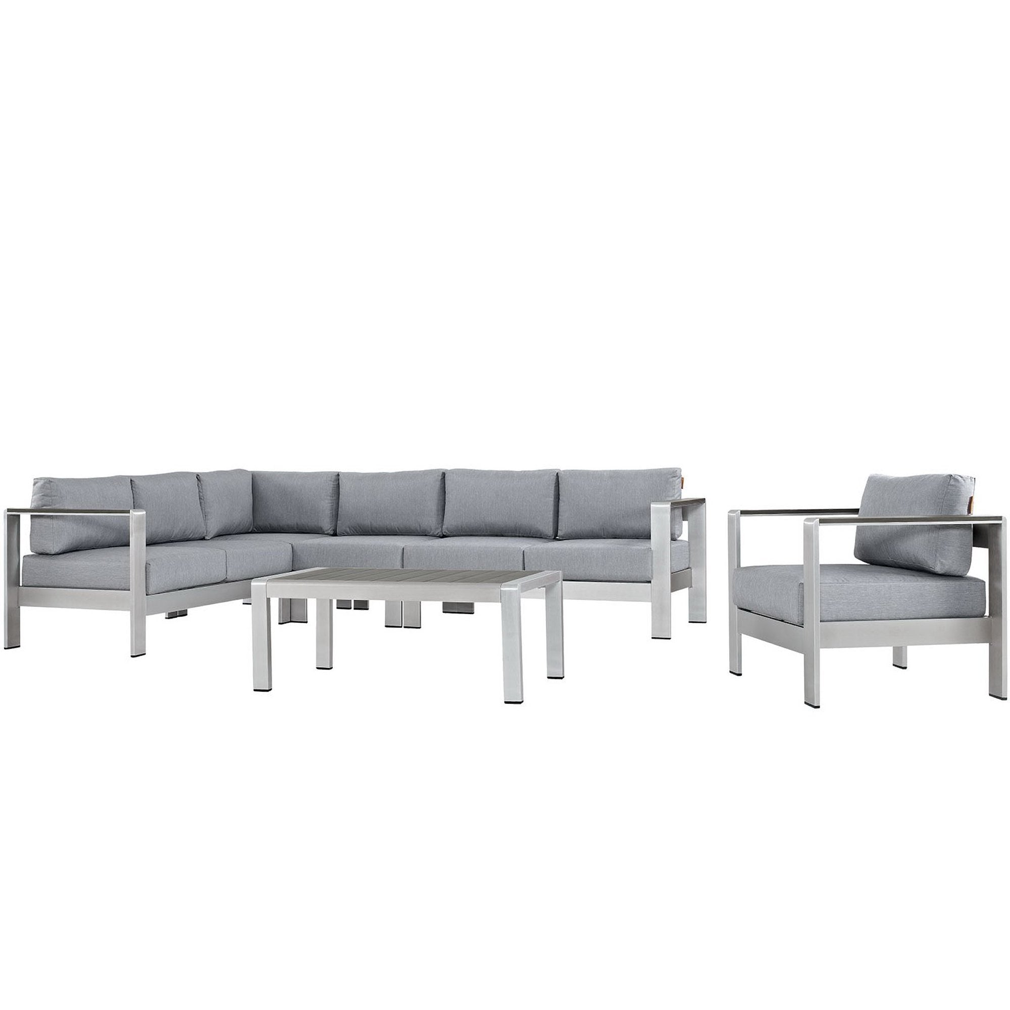 Shore 6 Piece Outdoor Patio Aluminum Sectional Sofa Set
