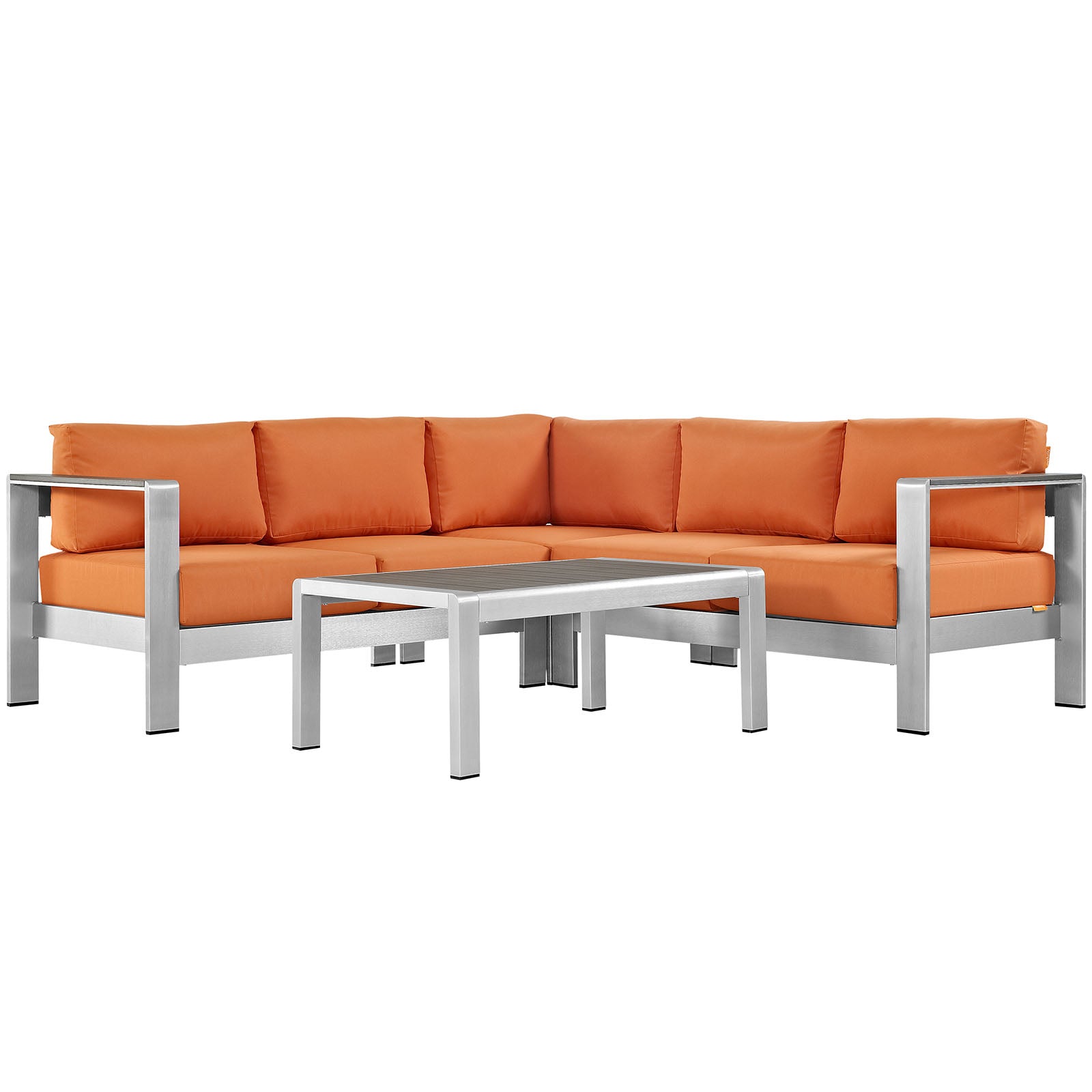 Shore 4 Piece Outdoor Patio Aluminum Sectional Sofa Set-Outdoor Set-Modway-Wall2Wall Furnishings
