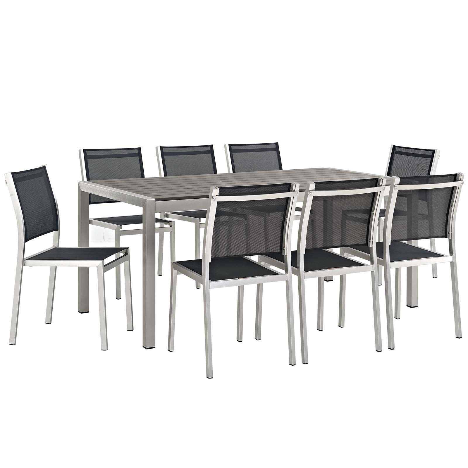 Shore 9 Piece Outdoor Patio Aluminum Dining Set-Outdoor Dining Set-Modway-Wall2Wall Furnishings