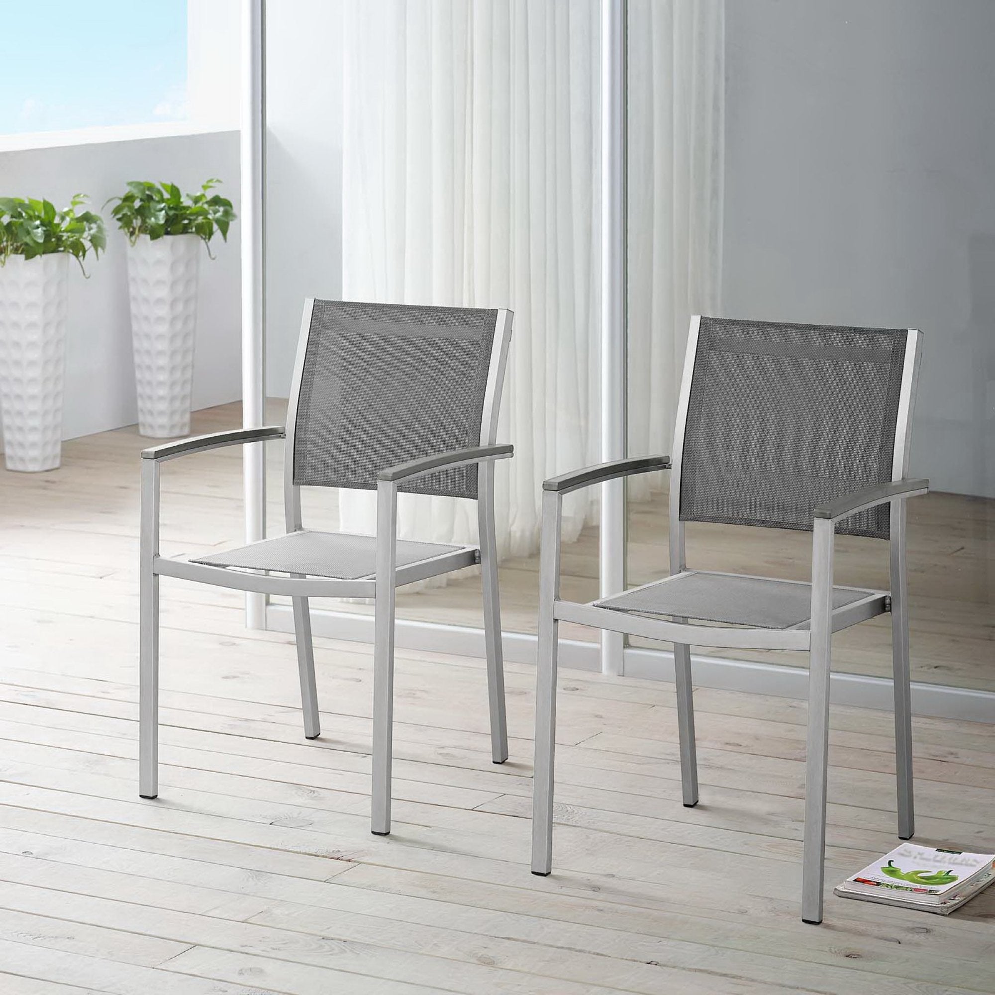 Shore Outdoor Patio Aluminum Dining Chair Set of 2