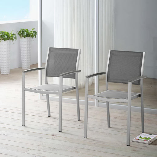 Shore Outdoor Patio Aluminum Dining Chair Set of 2